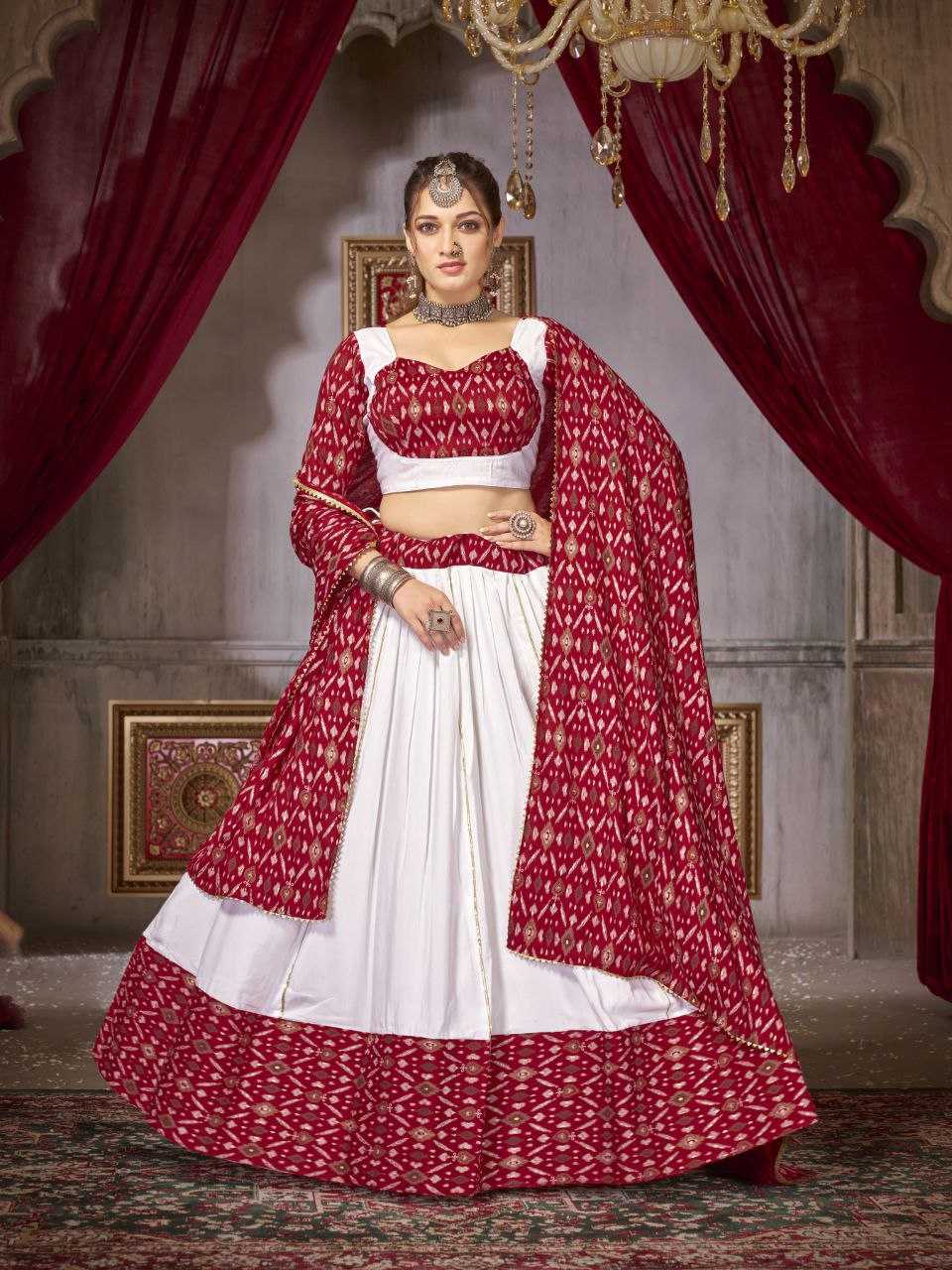 YNF COTTON KESH246 GHOOMAR LEHENGAS WHOLESALE WHITE TRADITIONAL LEHENGA WITH DUPATTA PRINTED LEHENGAS MANUFACTURER