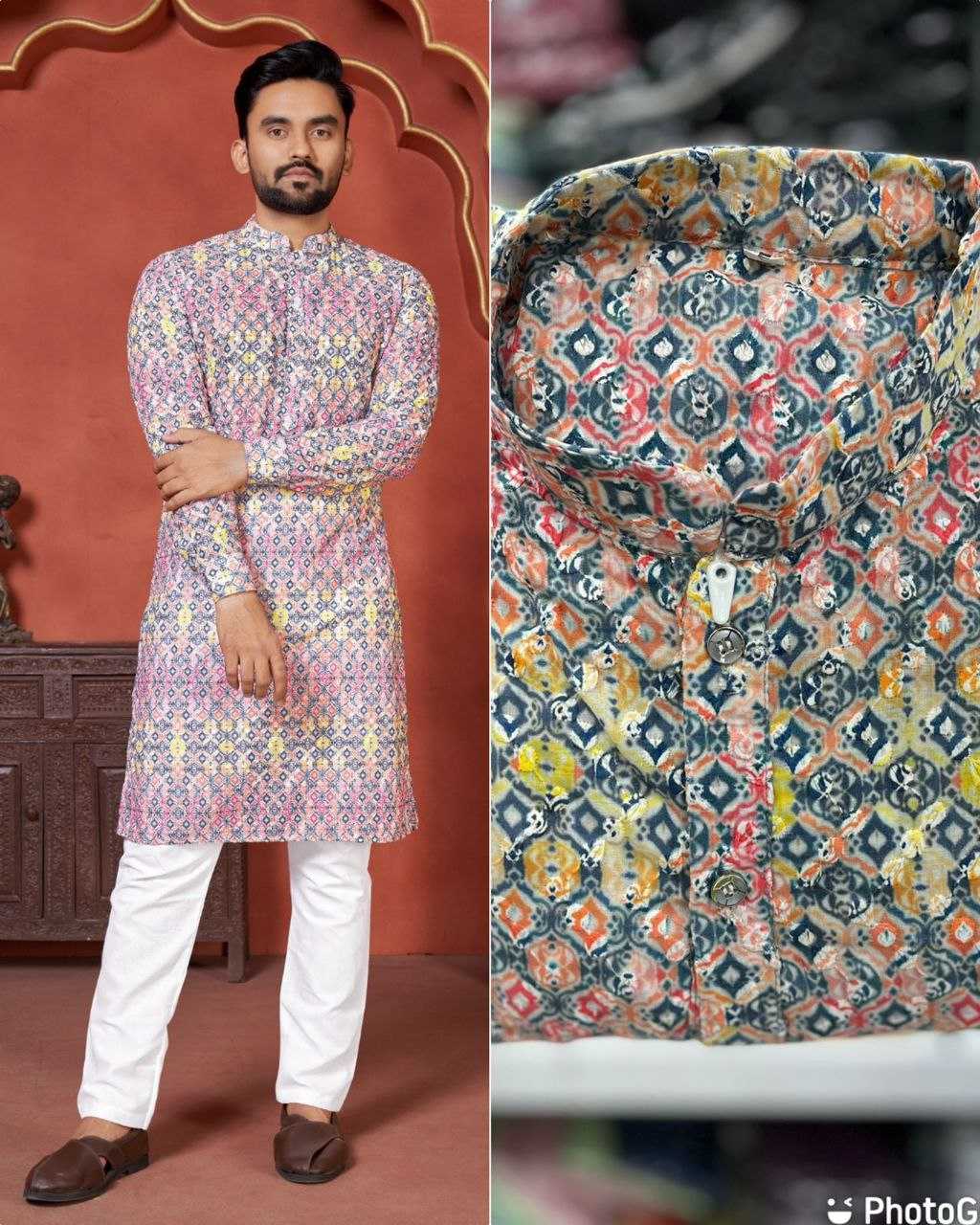 YNF COTTON KESH246 Schiffli 2.0 MENS WEAR WHOLESALE MEN COTTON KURTA MEN CHIKAN KURTA MANUFACTURER