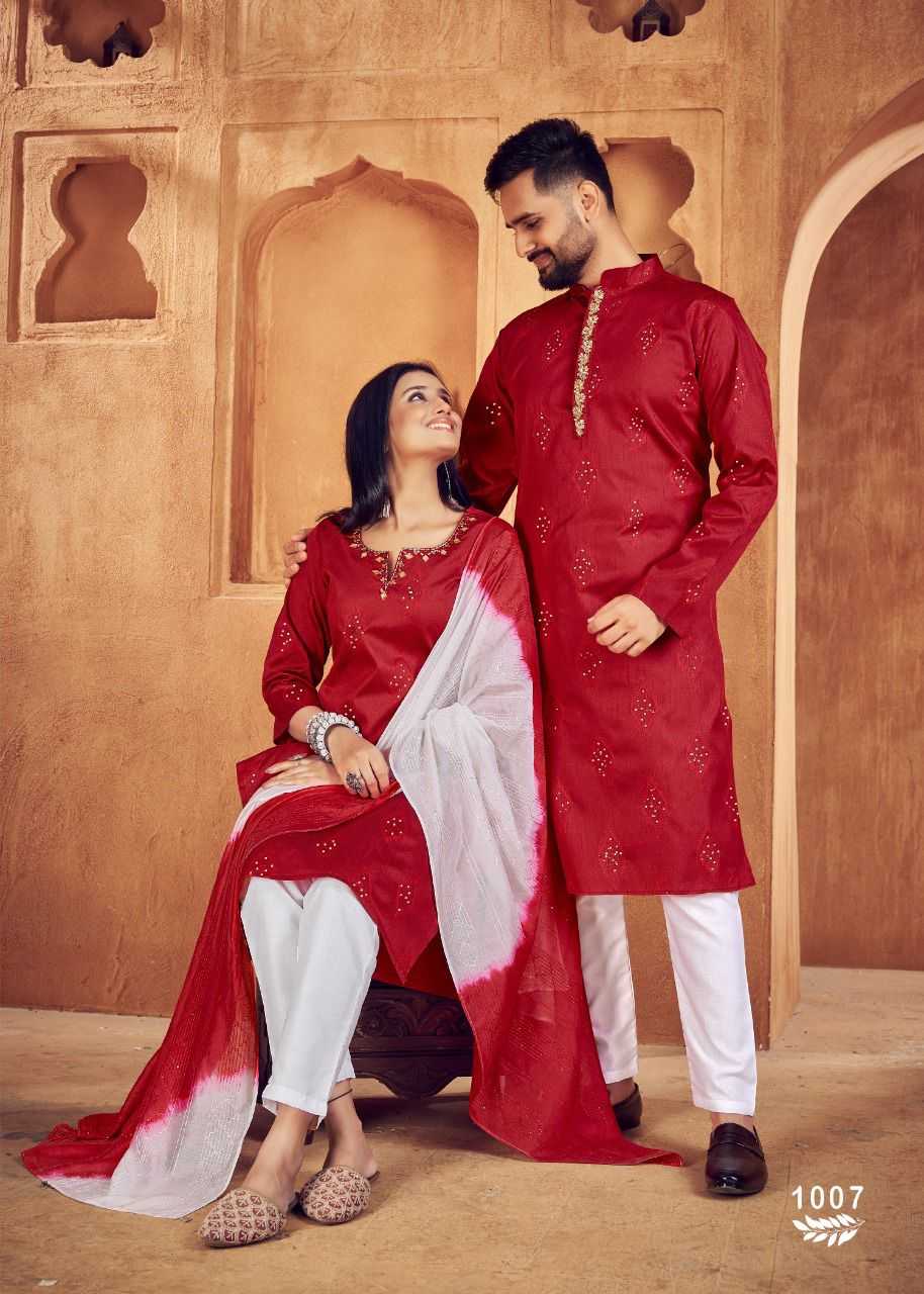 YNF COTTON RIN131 11 COUPLE WEAR WHOLESALE MENS KURTA PAYJAM & FEMALE KURTIS BOTTOM MANUFACTURER