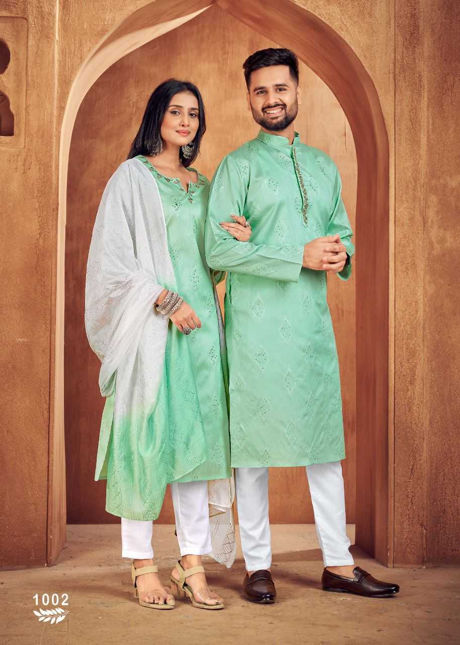 YNF COTTON RIN131 11 COUPLE WEAR WHOLESALE MENS KURTA PAYJAM & FEMALE KURTIS BOTTOM MANUFACTURER