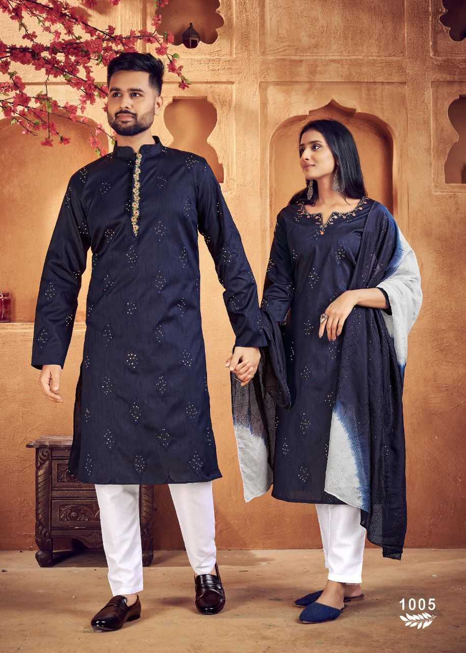 YNF COTTON RIN131 11 COUPLE WEAR WHOLESALE MENS KURTA PAYJAM & FEMALE KURTIS BOTTOM MANUFACTURER