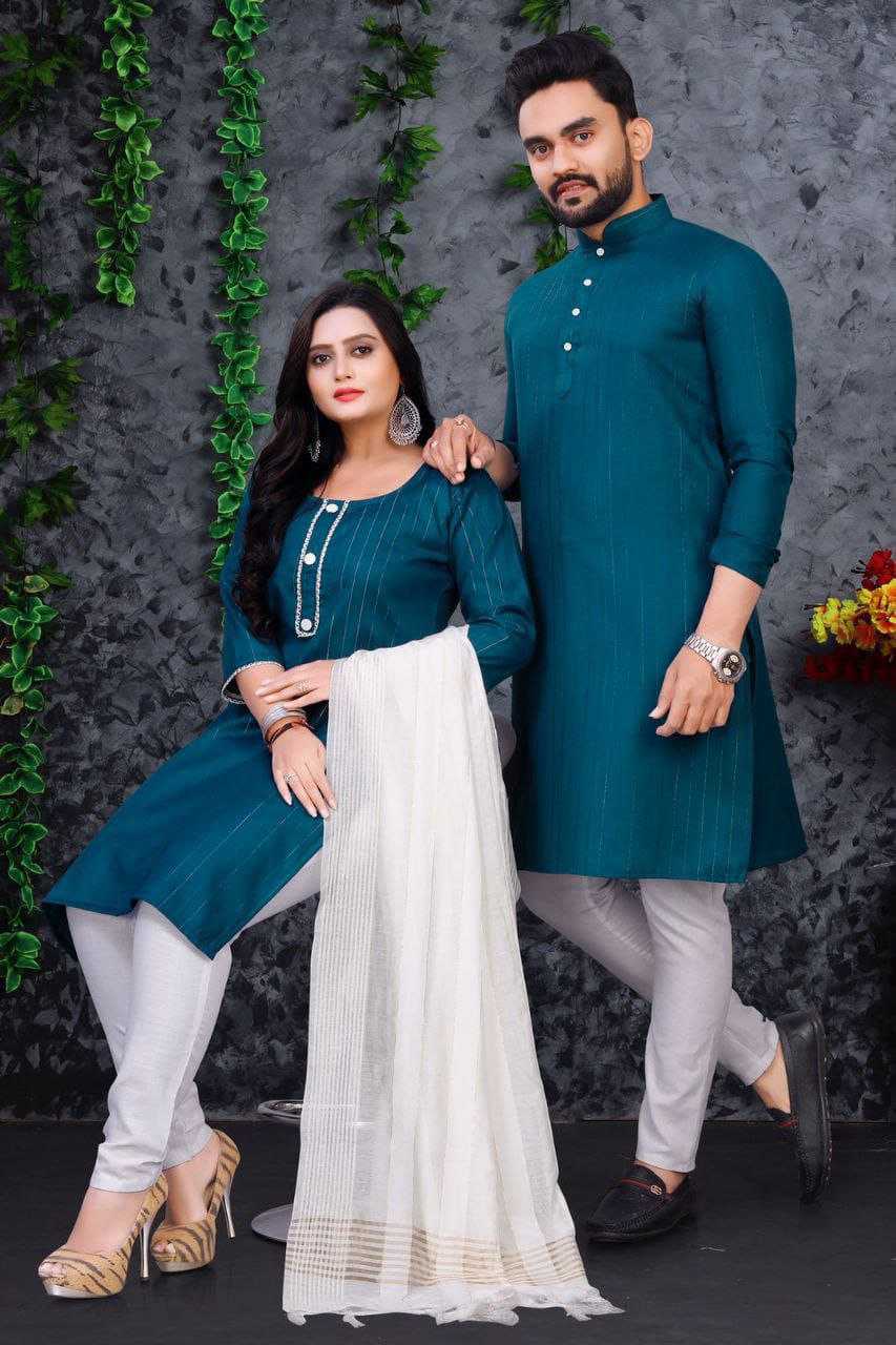 YNF COTTON RIN173 SNX01 COUPLE WEAR WHOLESALE MENS KURTA PAYJAM & FEMALE KURTIS BOTTOM MANUFACTURER