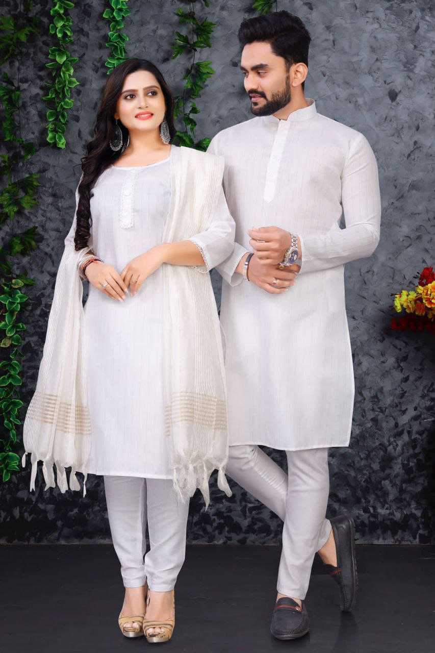 YNF COTTON RIN173 SNX01 COUPLE WEAR WHOLESALE MENS KURTA PAYJAM & FEMALE KURTIS BOTTOM MANUFACTURER