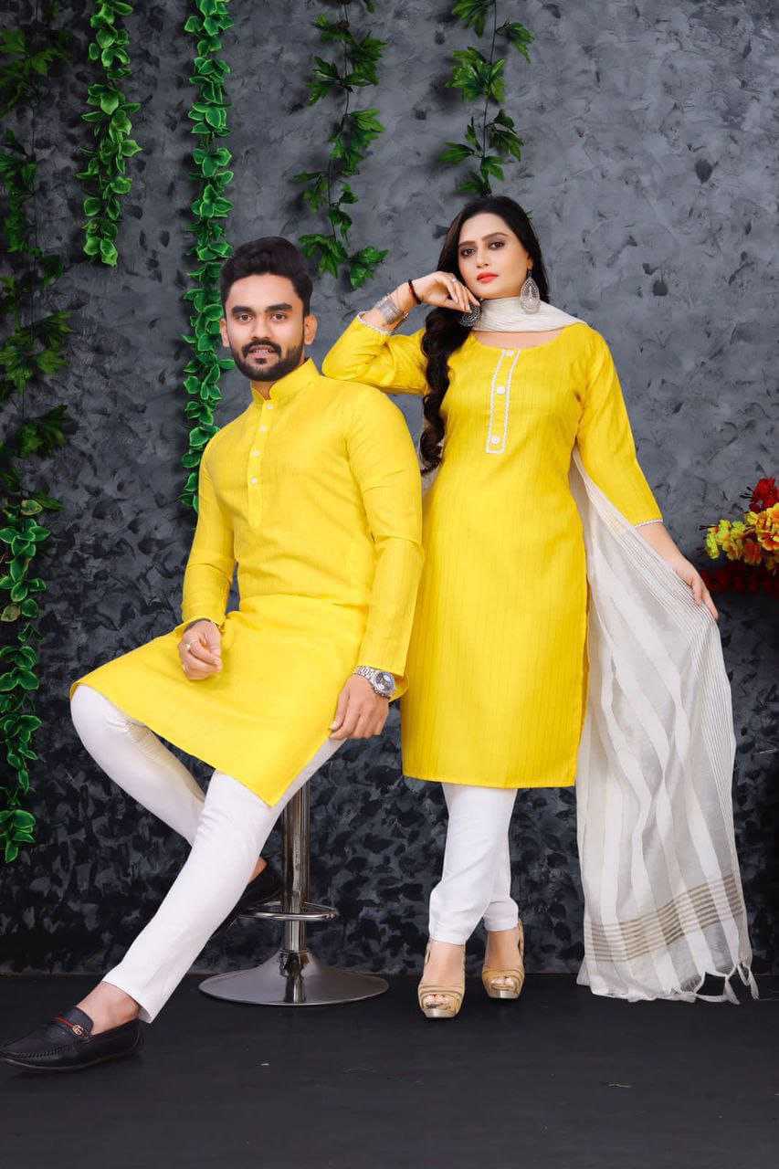 YNF COTTON RIN173 SNX01 COUPLE WEAR WHOLESALE MENS KURTA PAYJAM & FEMALE KURTIS BOTTOM MANUFACTURER