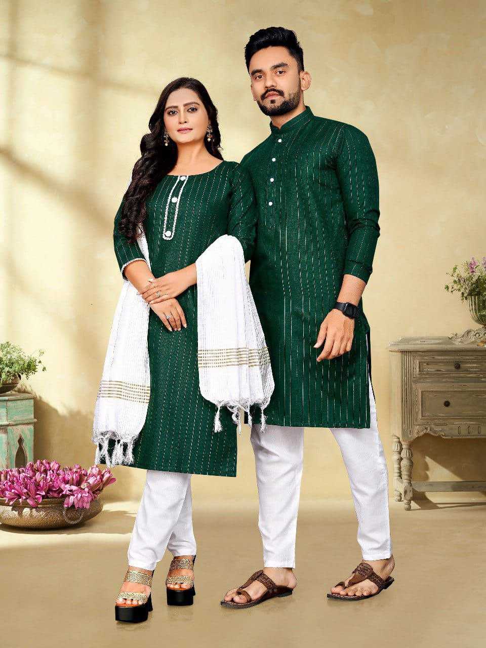 YNF COTTON RIN173 SNX01 COUPLE WEAR WHOLESALE MENS KURTA PAYJAM & FEMALE KURTIS BOTTOM MANUFACTURER