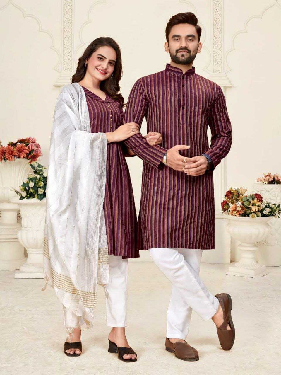 YNF COTTON RIN191 DHRUV-TARA COUPLE WEAR WHOLESALE MENS KURTA PAYJAM & FEMALE KURTIS BOTTOM MANUFACTURER