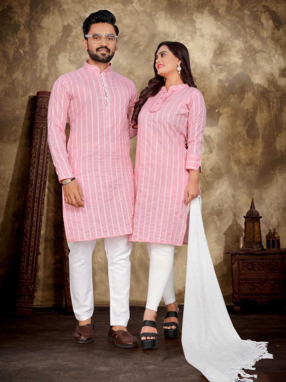 YNF COTTON RIN191 Madhu-Baala COUPLE WEAR WHOLESALE MENS KURTA PAYJAM & FEMALE KURTIS BOTTOM MANUFACTURER