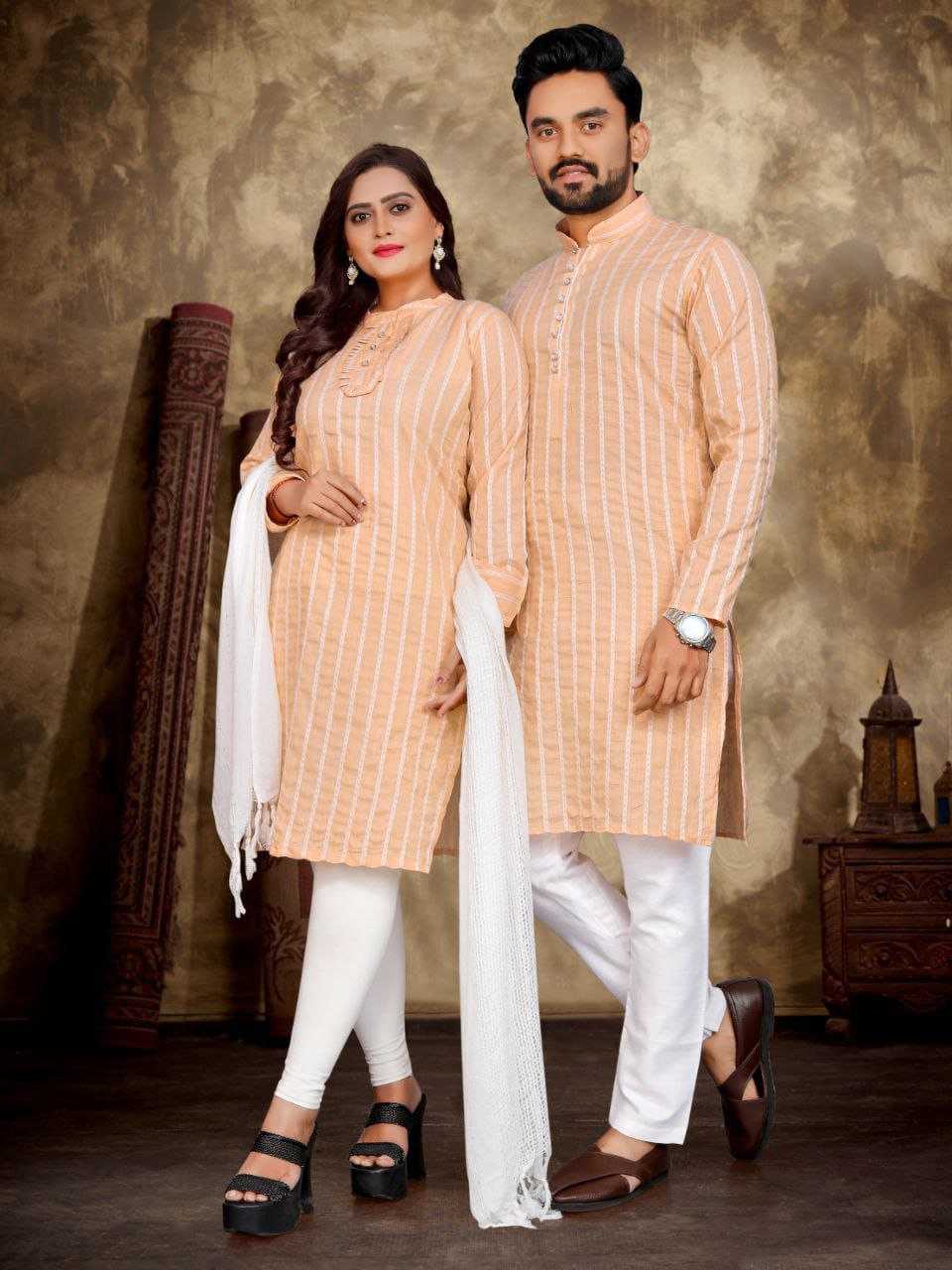 YNF COTTON RIN191 Madhu-Baala COUPLE WEAR WHOLESALE MENS KURTA PAYJAM & FEMALE KURTIS BOTTOM MANUFACTURER