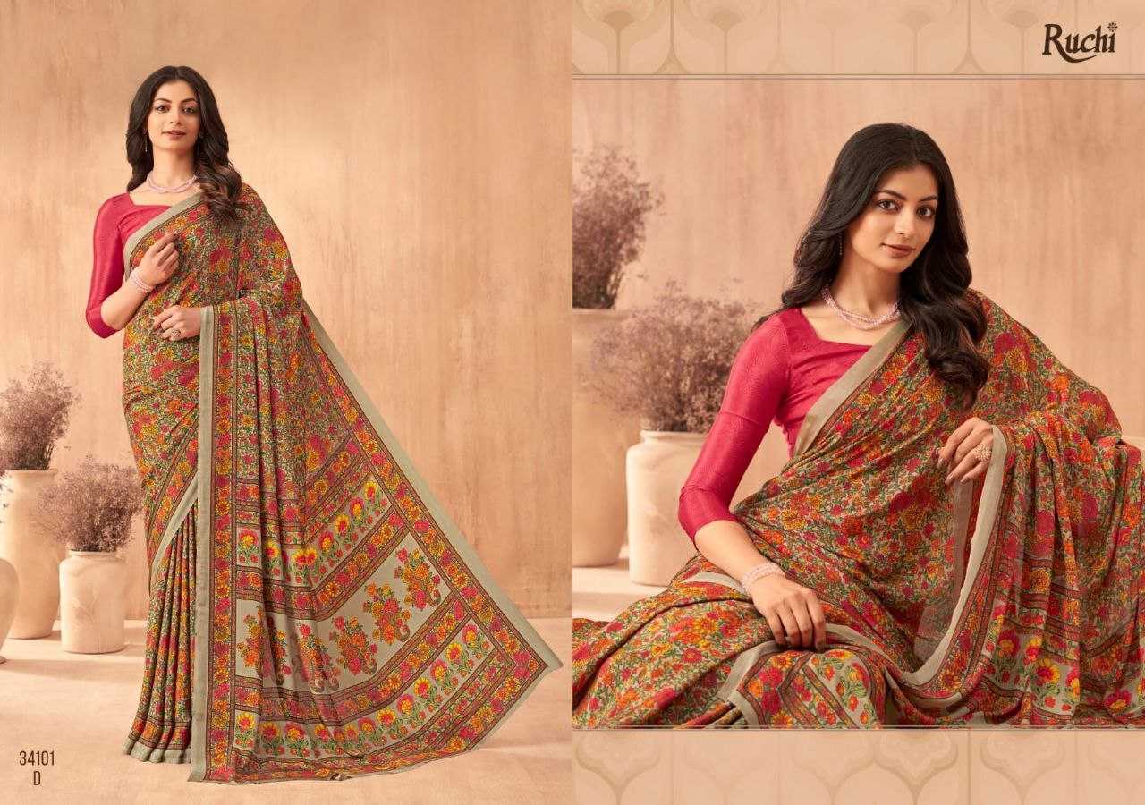 YNF CREPE SILK RUCHI RIN195 VOL-34 CLOTHING BRANDS WHOLESALE SAREES MANUFACTURER