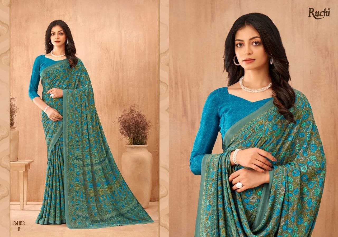 YNF CREPE SILK RUCHI RIN195 VOL-34 CLOTHING BRANDS WHOLESALE SAREES MANUFACTURER