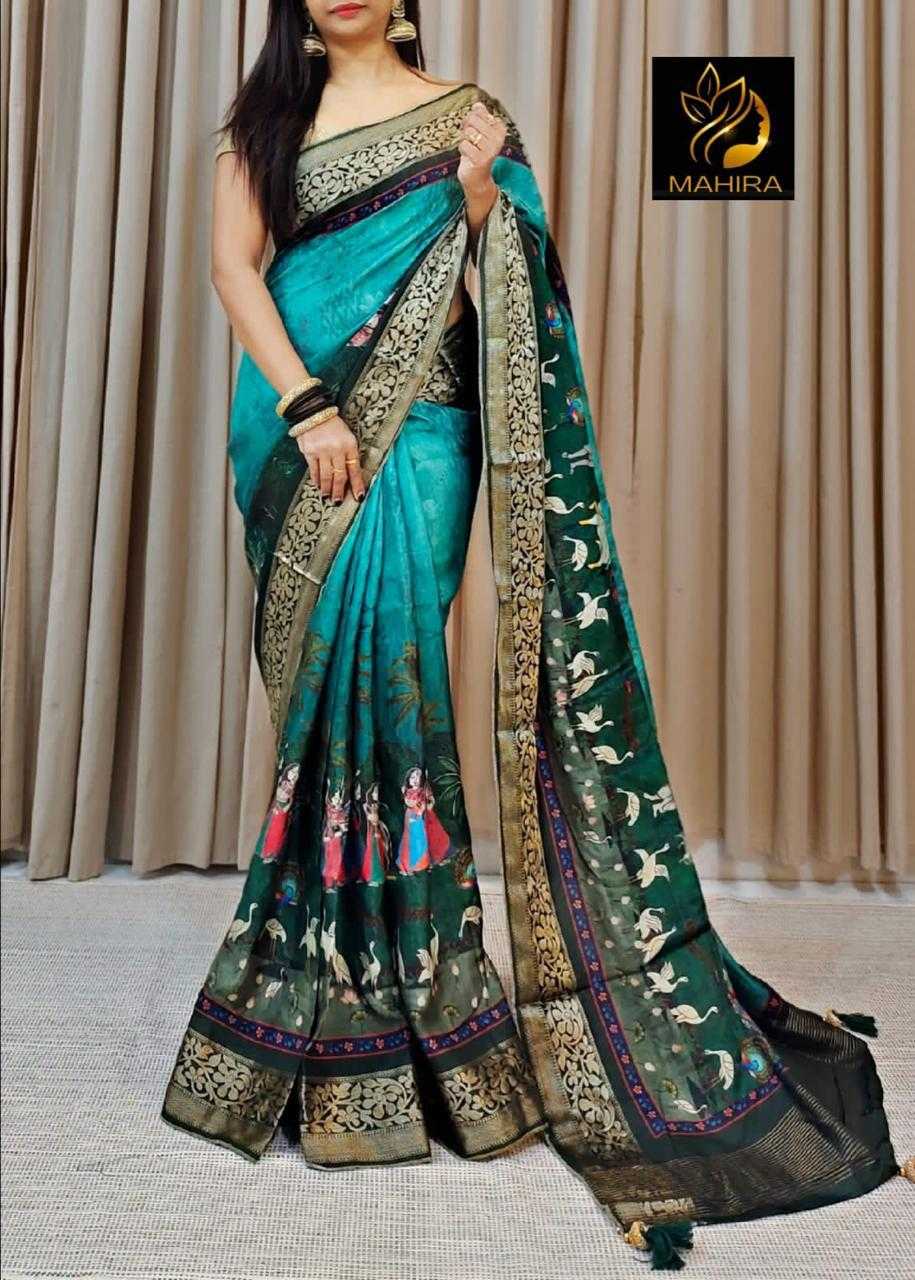 YNF DOLA SILK RIN149 MKD152 SILK SAREES WHOLESALE DOLA SILK ZARI BORDER SILK PRINTED SILK KALAMKARI SILK SAREES MANUFACTURER