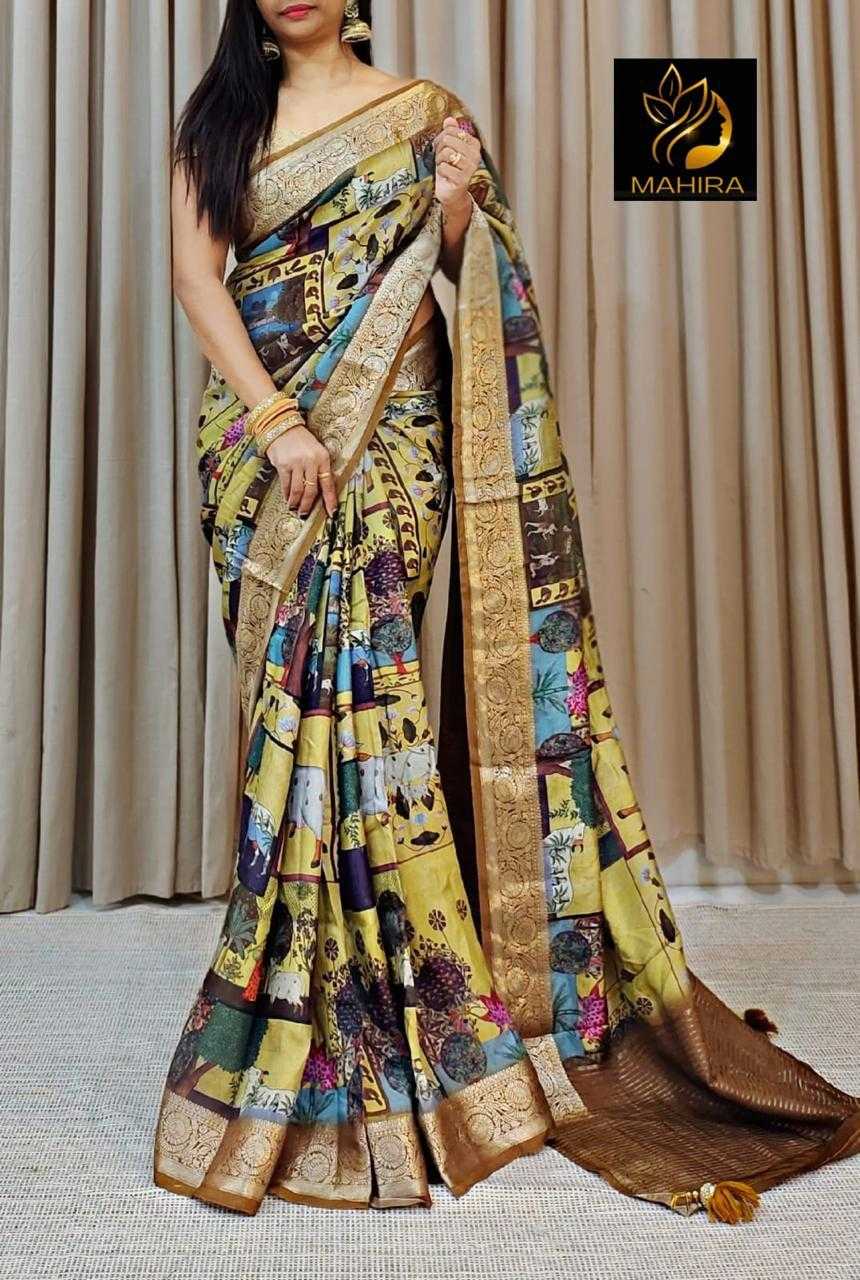 YNF DOLA SILK RIN149 MKD152 SILK SAREES WHOLESALE DOLA SILK ZARI BORDER SILK PRINTED SILK KALAMKARI SILK SAREES MANUFACTURER