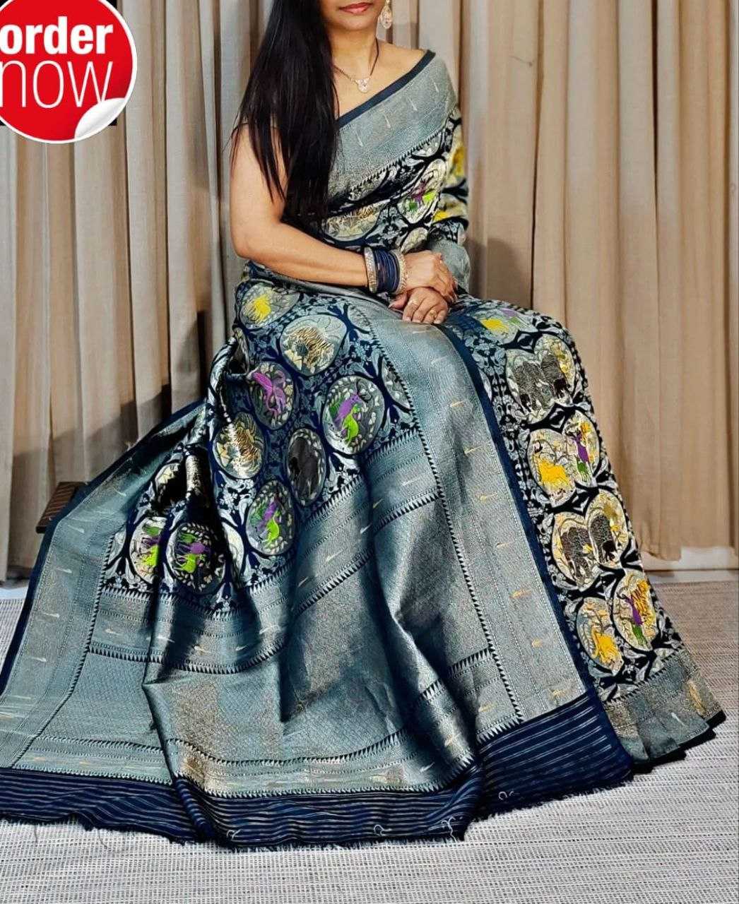 YNF DOLA SILK RIN165 RRI10 SILK SAREES WHOLESALE DOLA SILK ZARI BORDER SILK POCHAMAPALLY PRINTED SILK SAREES MANUFACTURER