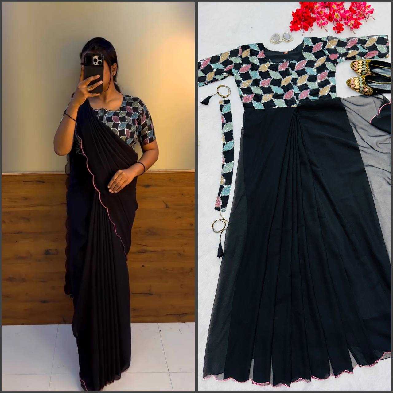 YNF FAUX GEORGETTE KESH224 218 GOWNS SAREES WHOLESALE PRINTED GEORGETTE FANCY SAREES GOWNS MANUFACTURER