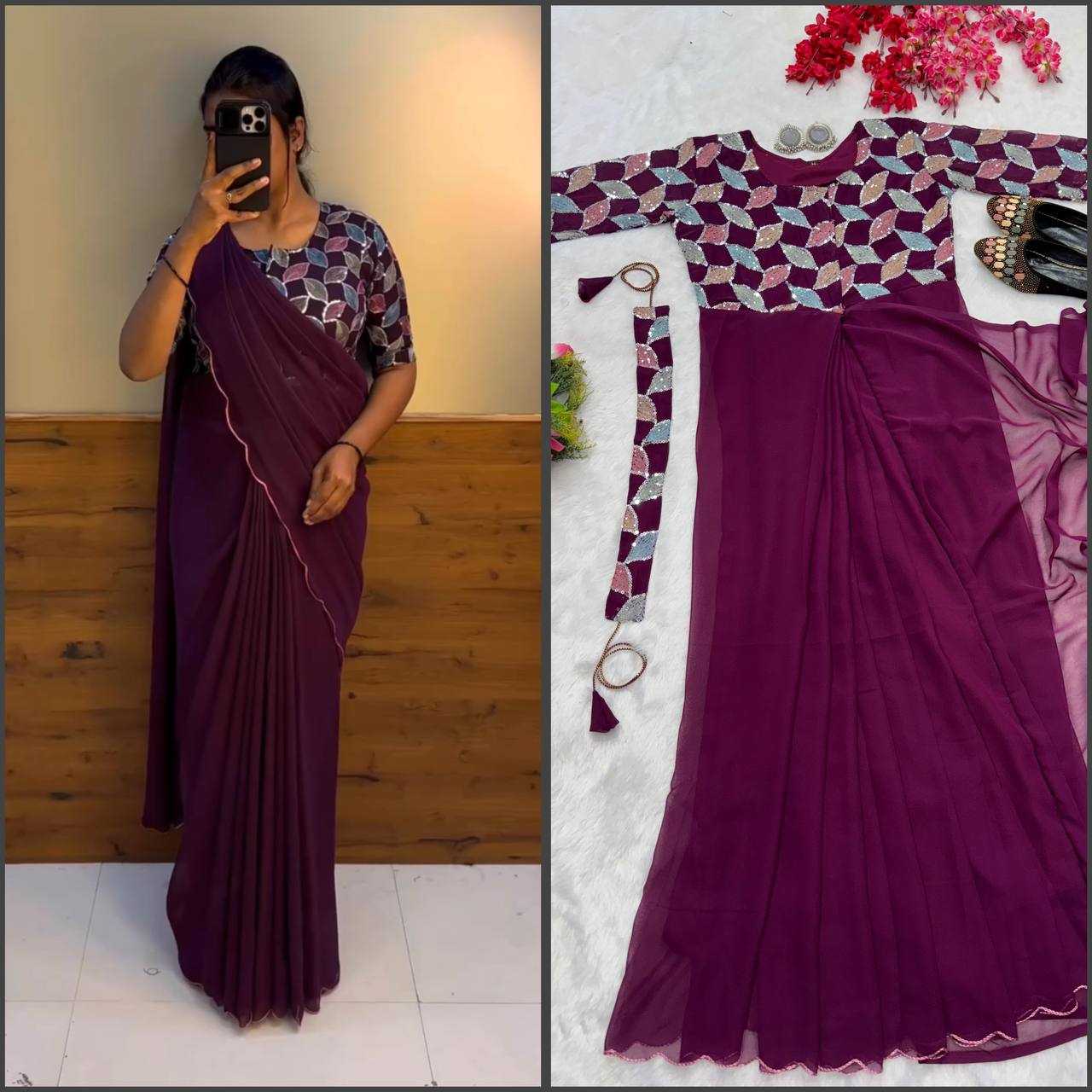 YNF FAUX GEORGETTE KESH224 218 GOWNS SAREES WHOLESALE PRINTED GEORGETTE FANCY SAREES GOWNS MANUFACTURER