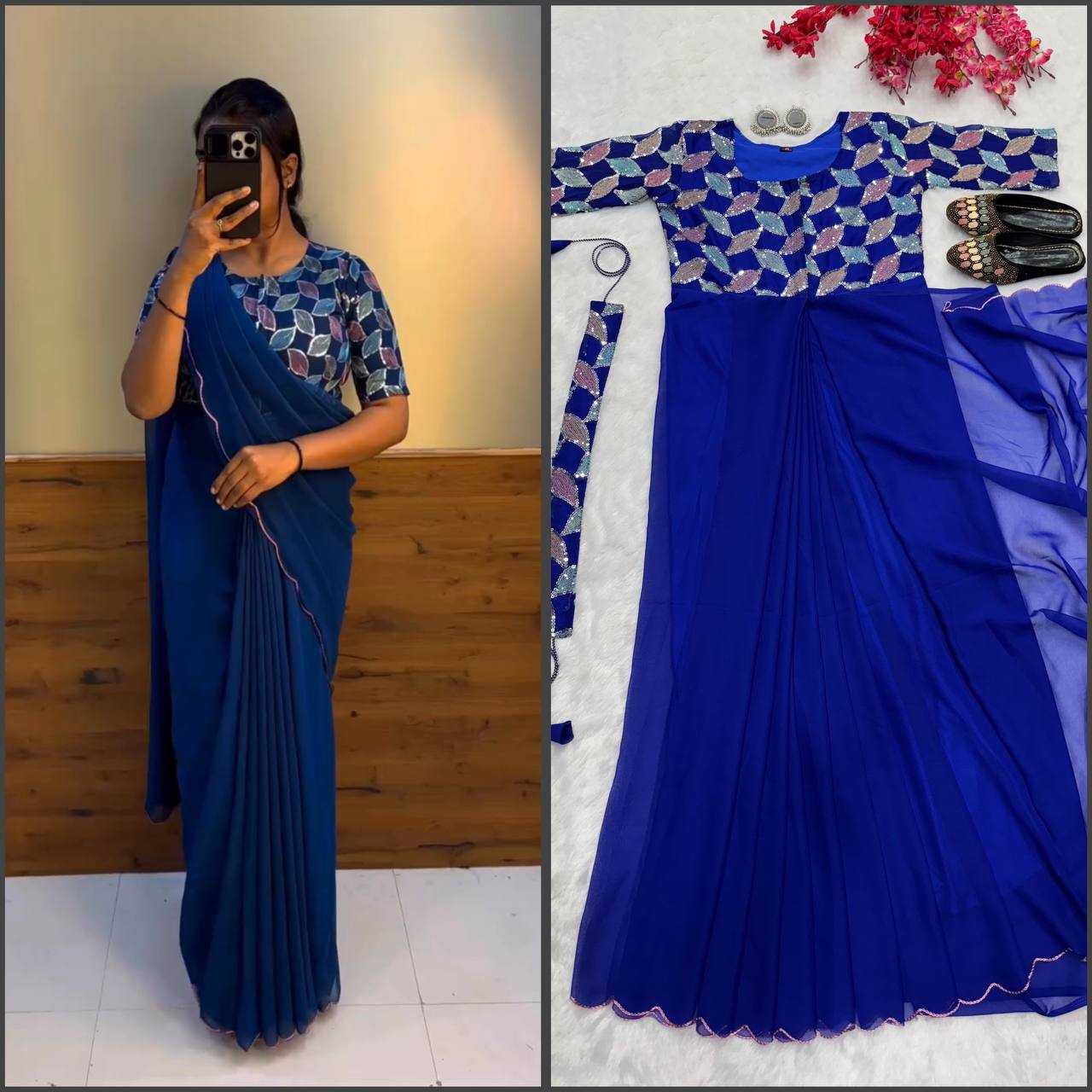 YNF FAUX GEORGETTE KESH224 218 GOWNS SAREES WHOLESALE PRINTED GEORGETTE FANCY SAREES GOWNS MANUFACTURER
