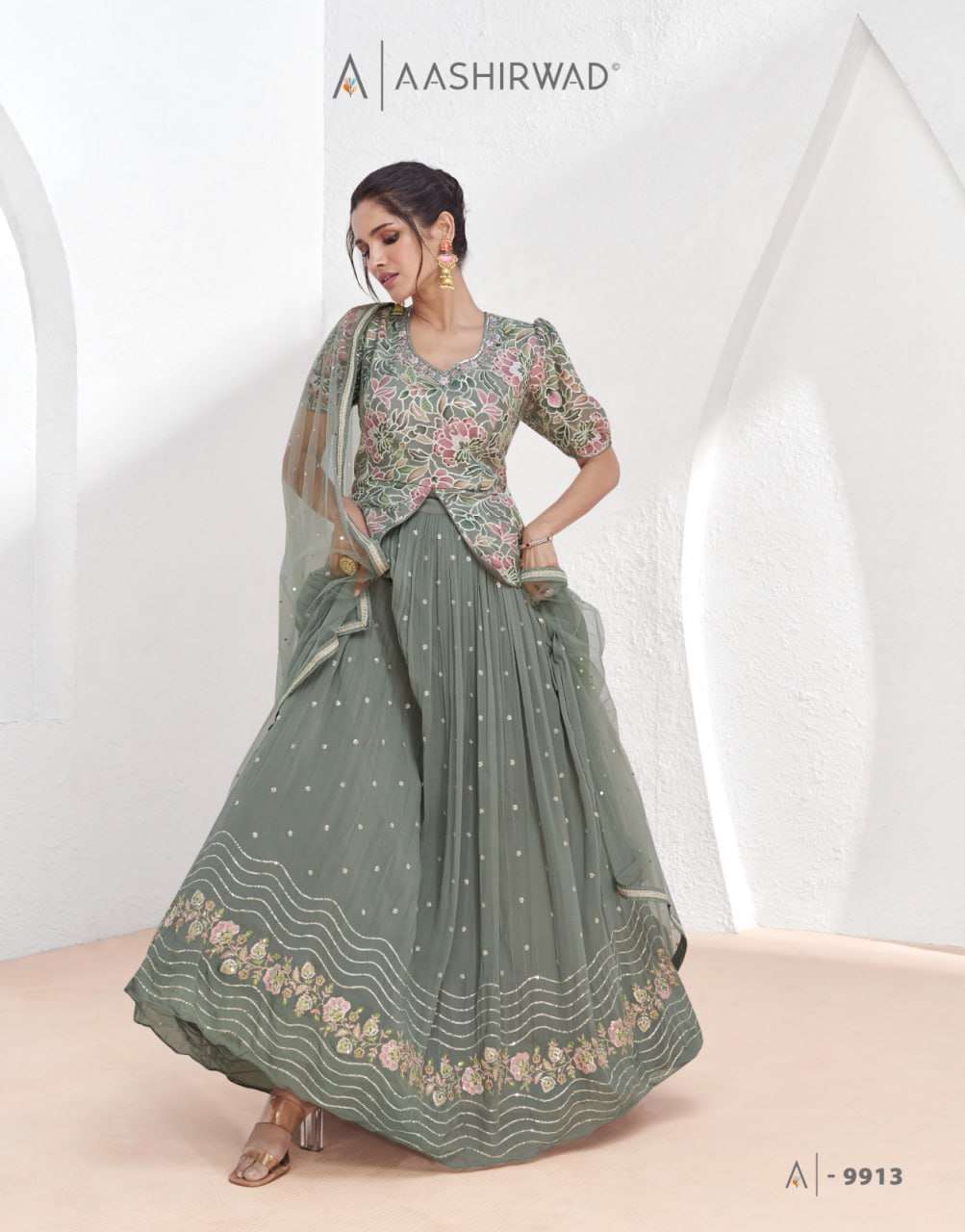 YNF GEORGETTE AASHIRWAD KESH233 AARZOO CLOTHING BRANDS WHOLESALE SUIT ADN DRESS MANUFACTURER