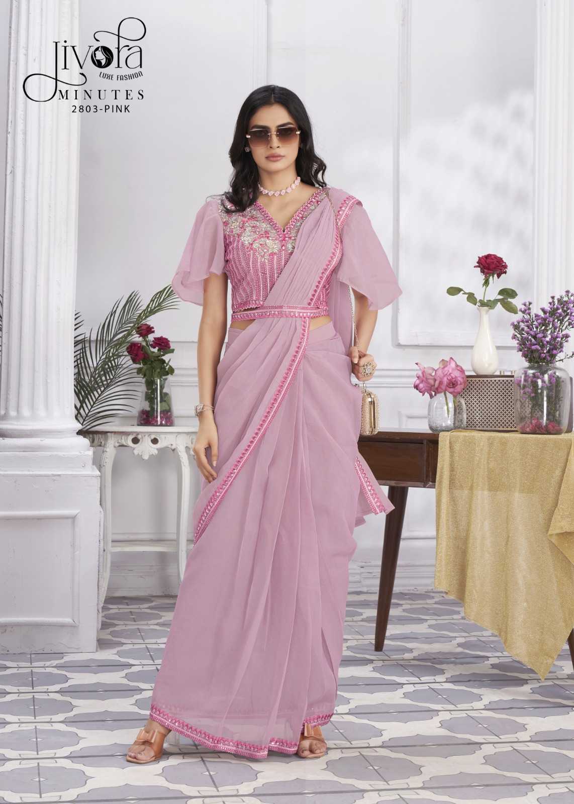 YNF GEORGETTE JIVORA RIN195 Minutes CLOTHING BRANDS WHOLESALE SAREES MANUFACTURER