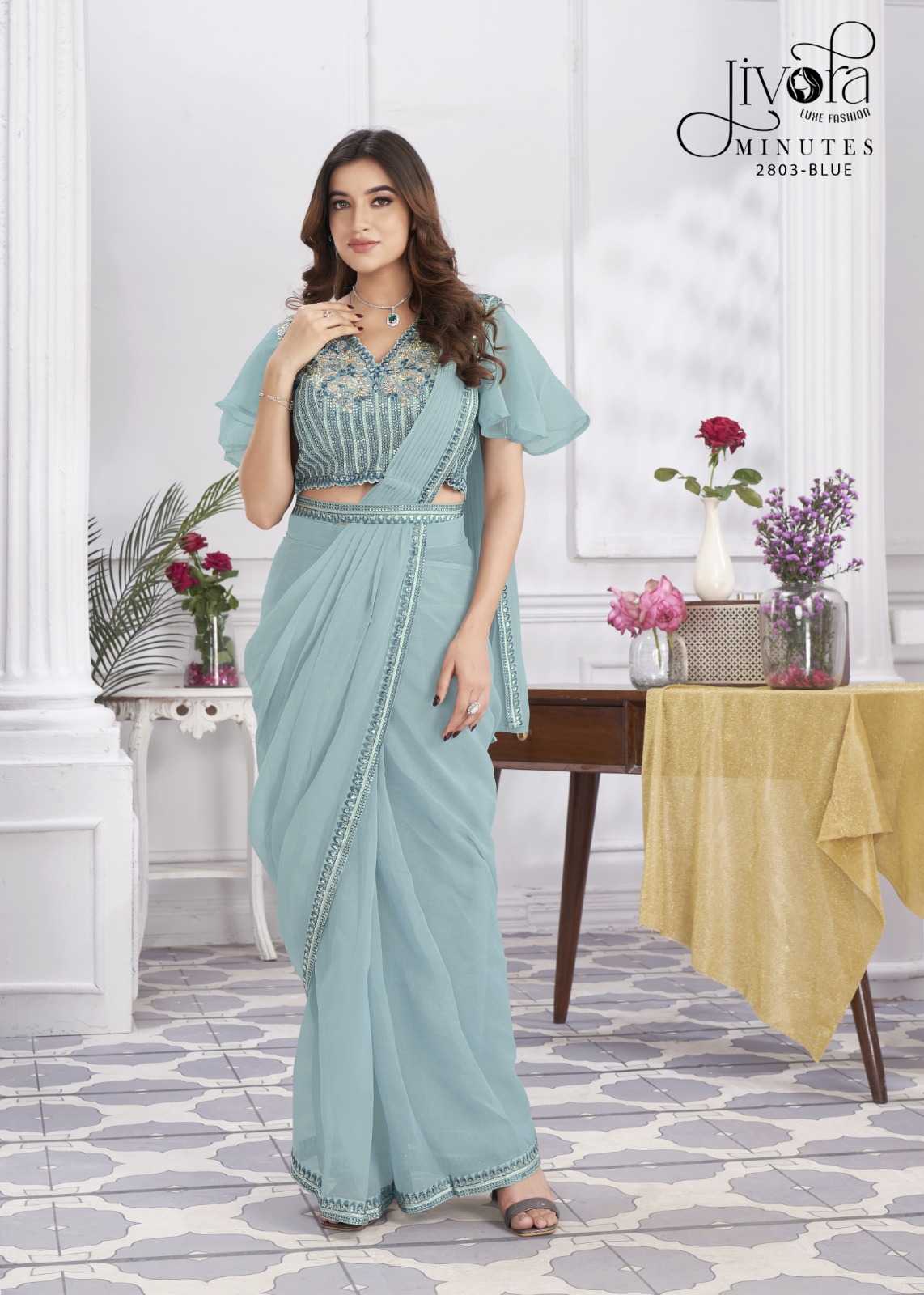 YNF GEORGETTE JIVORA RIN195 Minutes CLOTHING BRANDS WHOLESALE SAREES MANUFACTURER