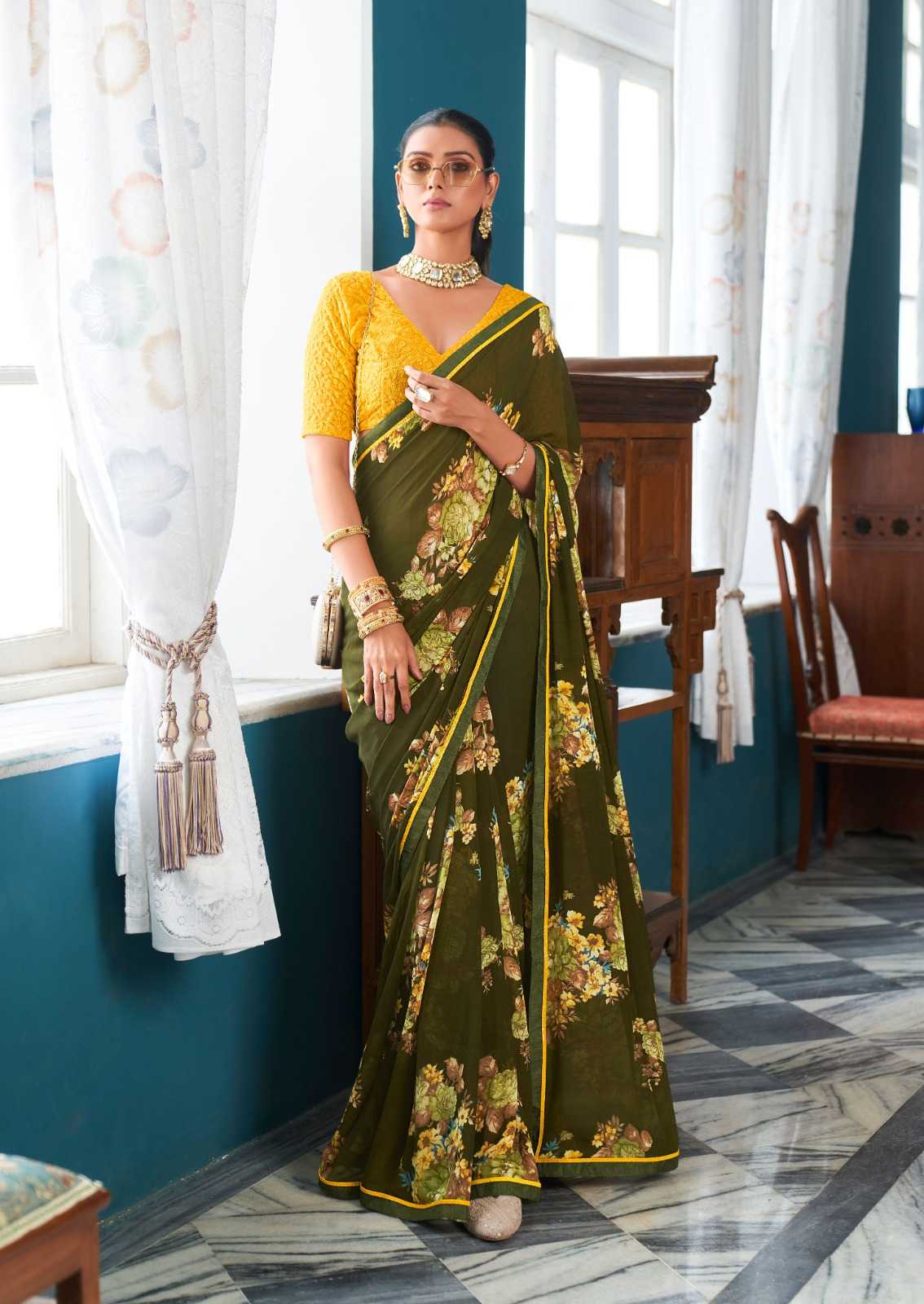 YNF GEORGETTE KESH235 Jharokha SAREES WHOLESALE PRINTED LADIES WEIGHTLESS SAREES MANUFACTURER