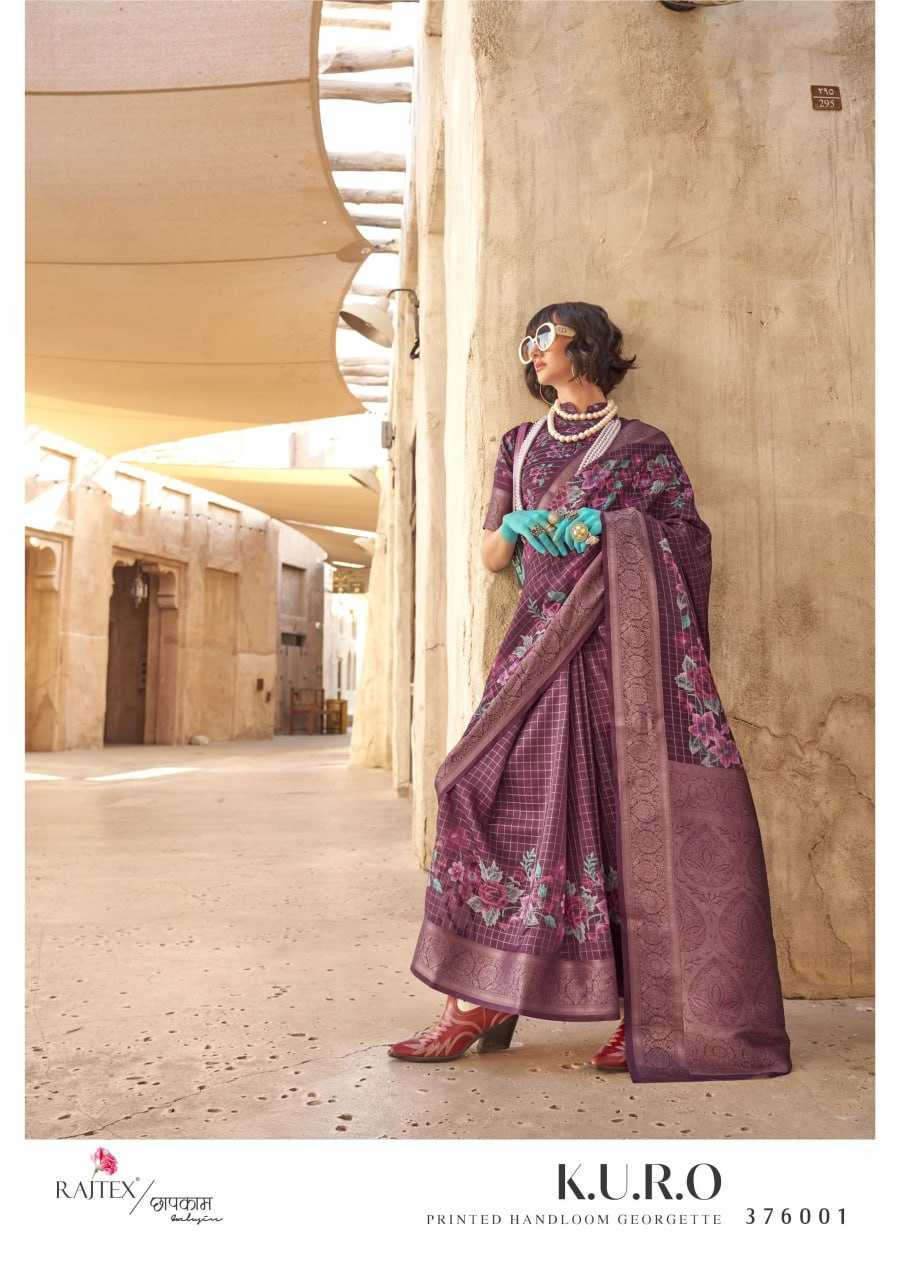 YNF GEORGETTE RAJ TEX KESH235 K.U.R.O CLOTHING BRANDS WHOLESALE SAREE MANUFACTURER