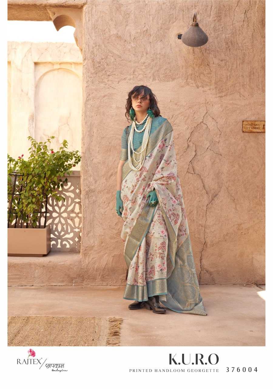 YNF GEORGETTE RAJ TEX KESH235 K.U.R.O CLOTHING BRANDS WHOLESALE SAREE MANUFACTURER