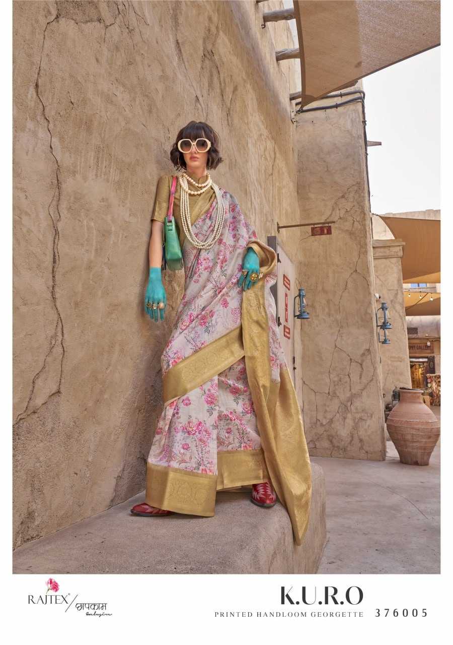 YNF GEORGETTE RAJ TEX KESH235 K.U.R.O CLOTHING BRANDS WHOLESALE SAREE MANUFACTURER