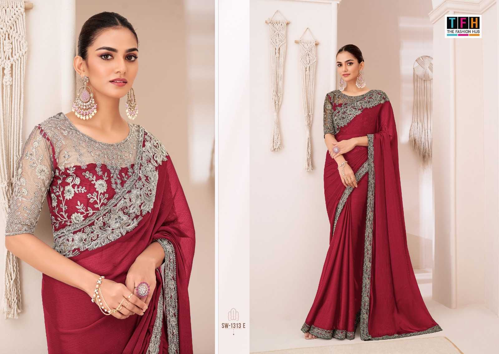 YNF GEORGETTE TFH KESH113 SANDAL CLOTHING BRANDS WHOLESALE SAREES MANUFACTURER