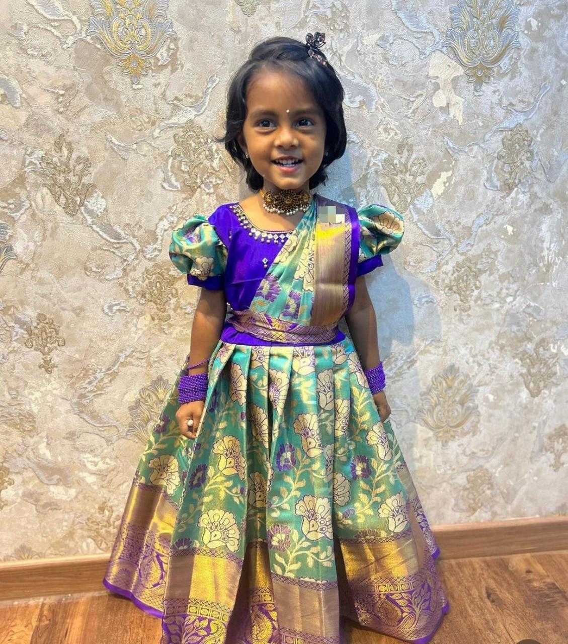 YNF KANJIVARAM SILK RIN192 8040 KIDS WEAR WHOLESALE KIDS WEDDING FESTIVEL GOWN MANUFACTURER