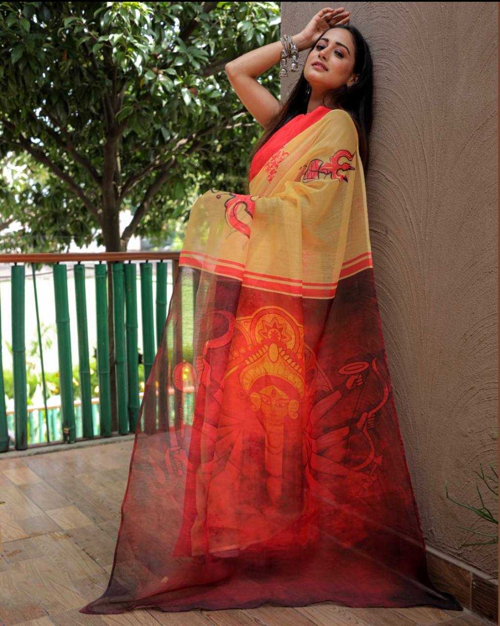 YNF LINEN KESH223 167 SAREES WHOLESALE TRADITIONAL PRINTED LINEN SAREES MANUFACTURER