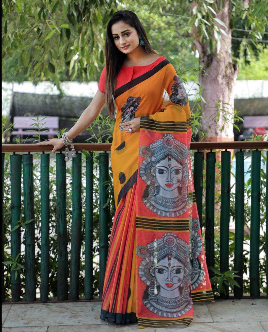 YNF LINEN KESH223 167 SAREES WHOLESALE TRADITIONAL PRINTED LINEN SAREES MANUFACTURER