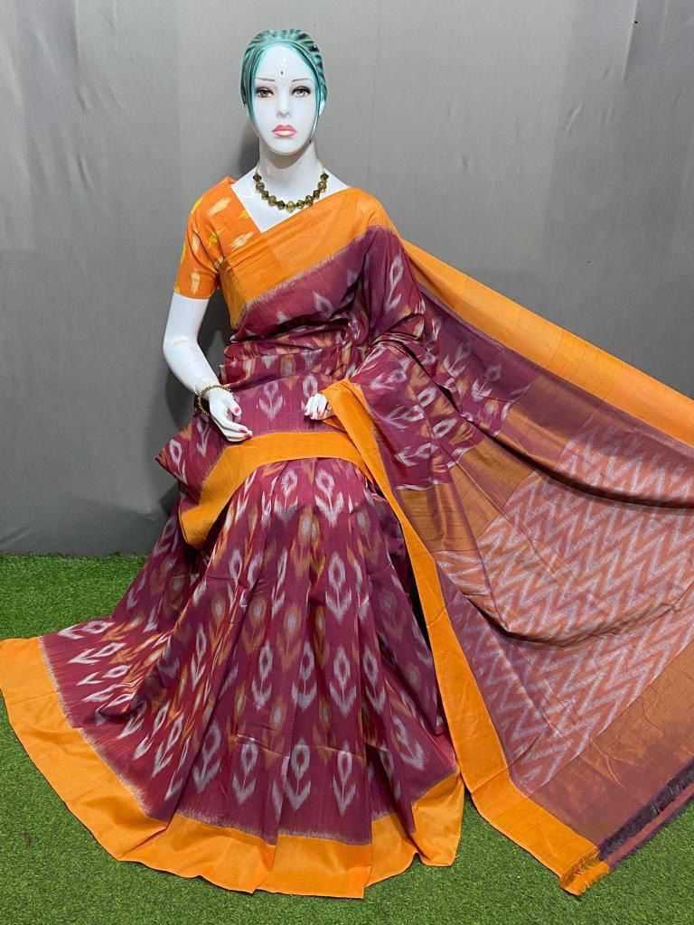 YNF LINEN SOFT RIN183 KUSUM SAREES WHOLESALE ZARI BORDER IKKAT SAREE PRINTED COTTON LINEN SAREES MANUFACTURER 