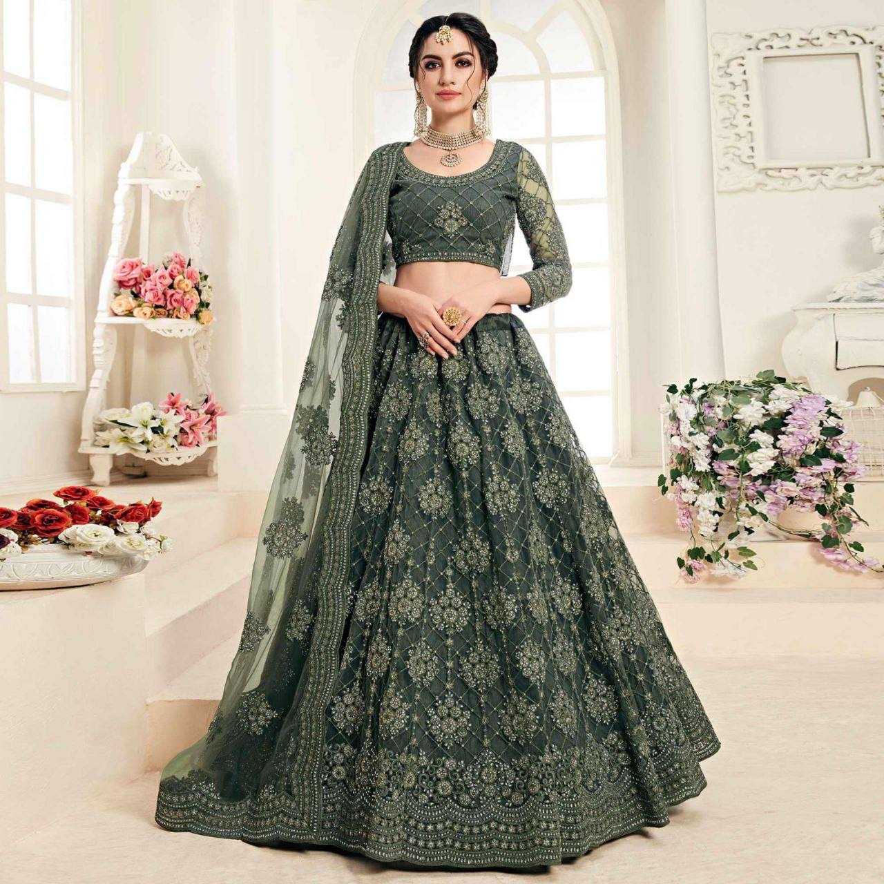 YNF NETRIN156 1063 LEHENHGA WHOLESALE NET WEDDING DESIGNER LEHENGA MANUFACTURER