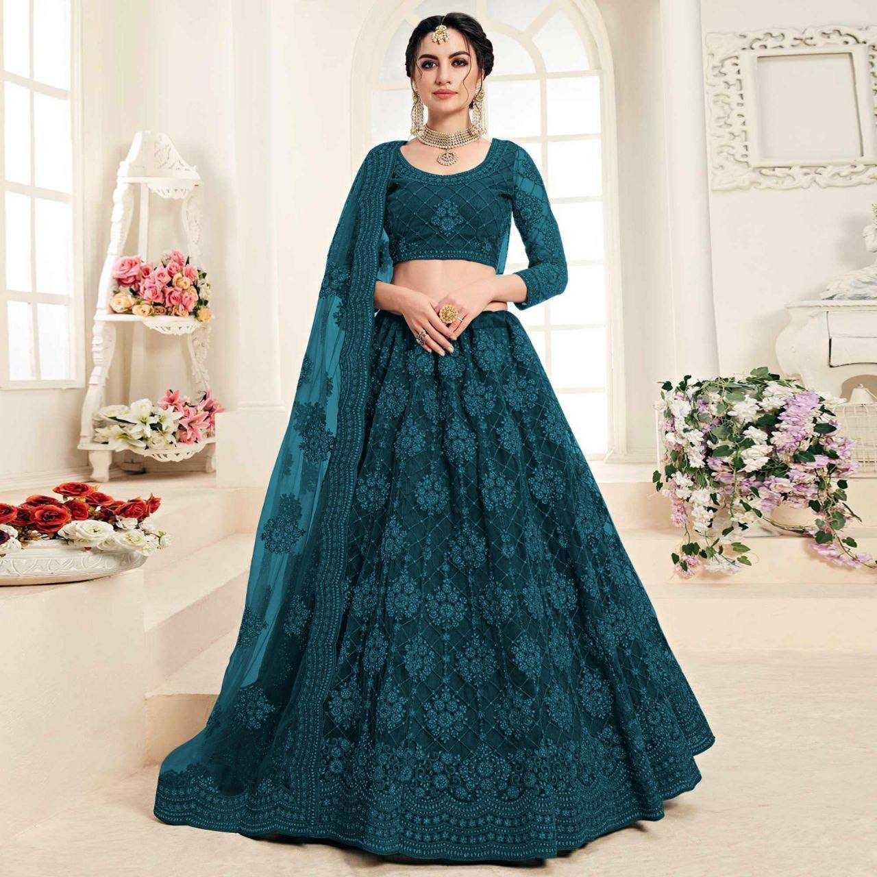 YNF NETRIN156 1063 LEHENHGA WHOLESALE NET WEDDING DESIGNER LEHENGA MANUFACTURER