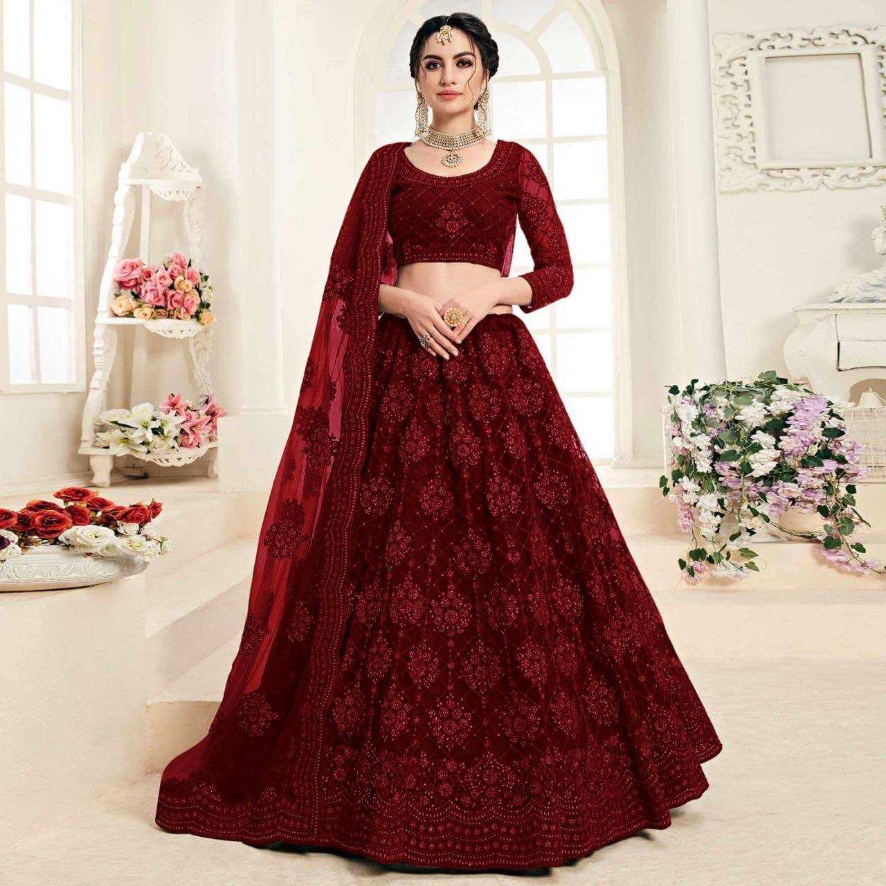 YNF NETRIN156 1063 LEHENHGA WHOLESALE NET WEDDING DESIGNER LEHENGA MANUFACTURER