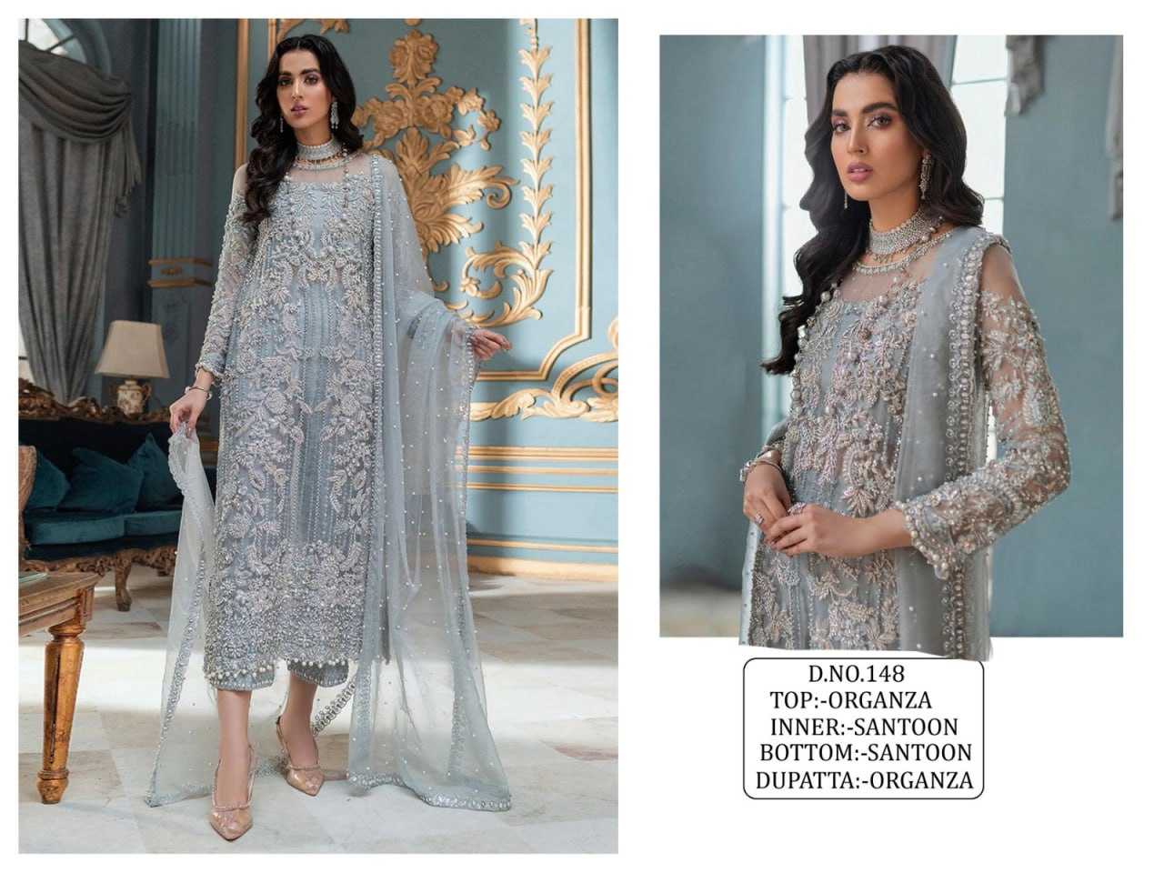 YNF ORGANZA RIN129 148 SUITS & DRESSES WHOLESALE EMBROIDERY SEMI STITCHED SUITS MANUFACTURER