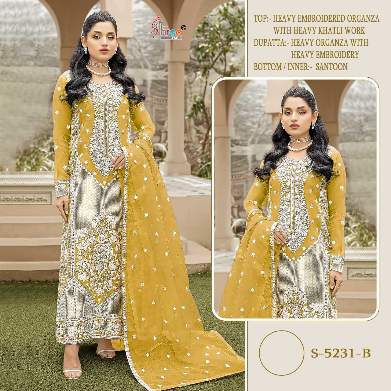YNF ORGANZA SHREE FABS KESH236 5231 CLOTHING BRANDS WHOLESALE SUIT MANUFACTURER