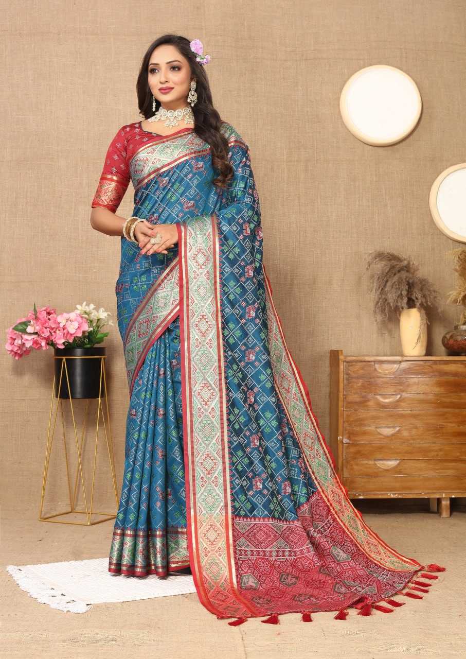 YNF PATOLA SILK RIN150 Patola SILK SAREES WHOLESALE PATOLA ZARI BORDER PRINTED SILK SAREES MANUFACTURER