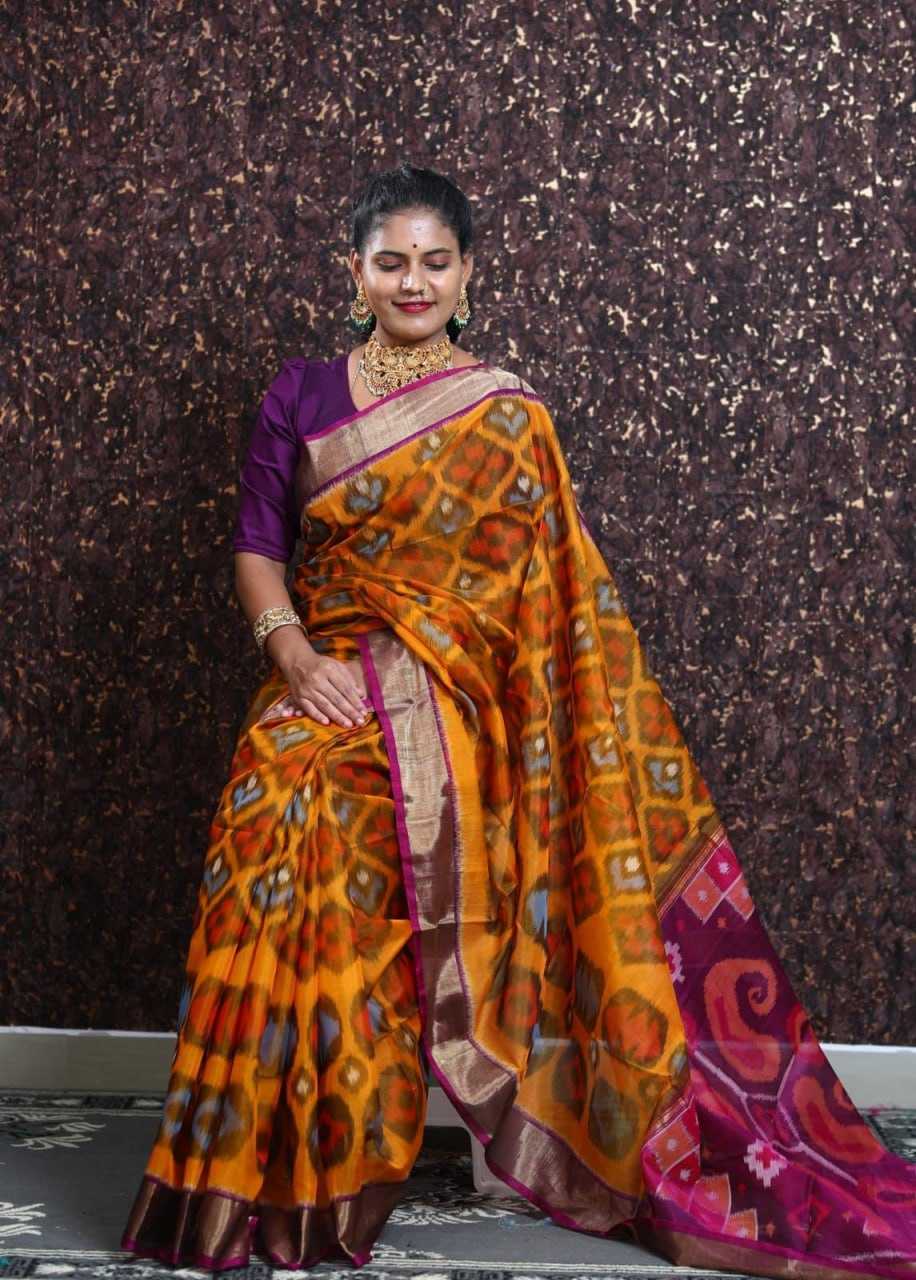 YNF PATOLA SILK RIN183 PRAMILA SILK SAREES WHOLESALE PATOLA IKKAT GOLD BORDER PRINTED SILK SAREES MANUFACTURER