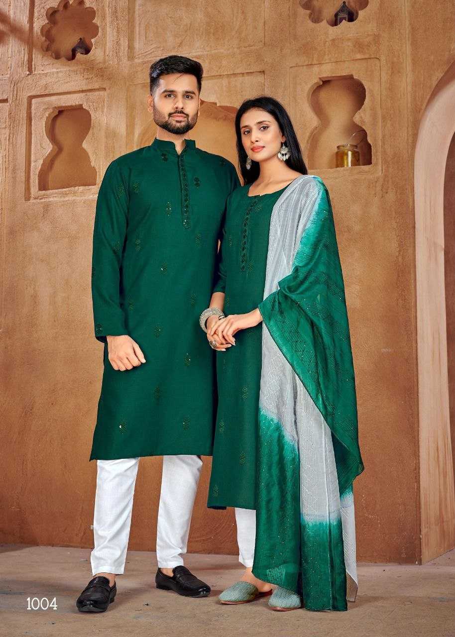 YNF PURE COTTON KESH246 Couple Goal V-2 COUPLE WEAR WHOLESALE MENS KURTA PAYJAM & FEMALE KURTIS BOTTOM MANUFACTURER