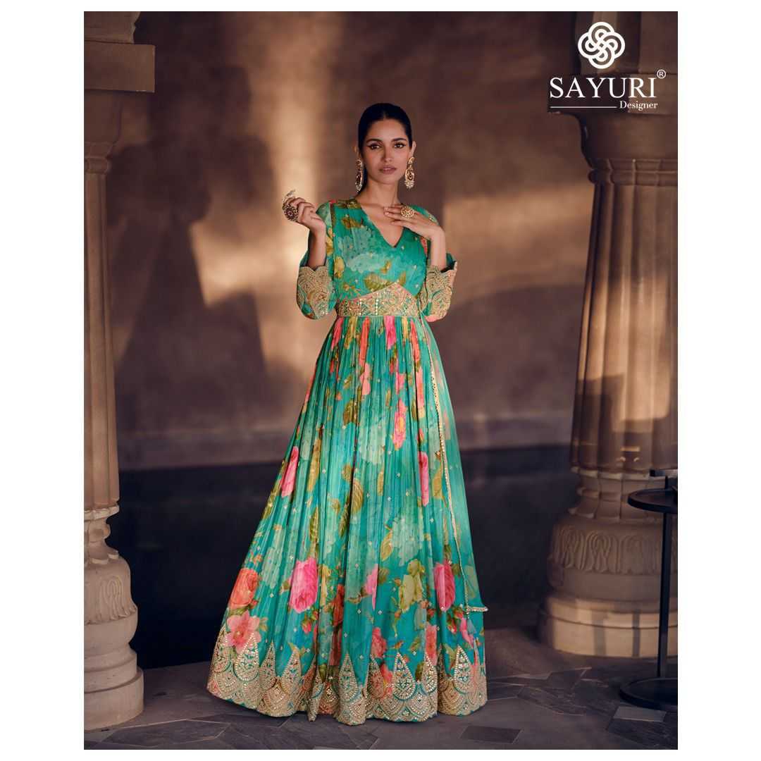 YNF SILK SAYURI KESH236 KESAR Nx CLOTHING BRANDS WHOLESALE GOWNS MANUFACTURER
