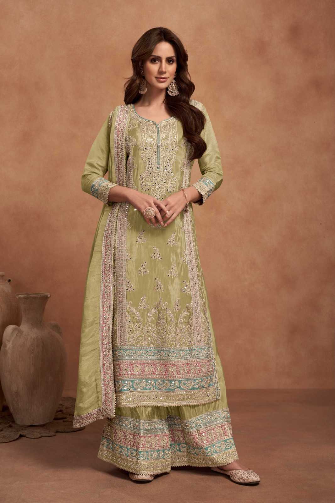YNF SIMAR SILK GULKAYRA KESH235 NAZIA GOLD CLOTHING BRANDS WHOLESALE SUITS MANUFACTURER