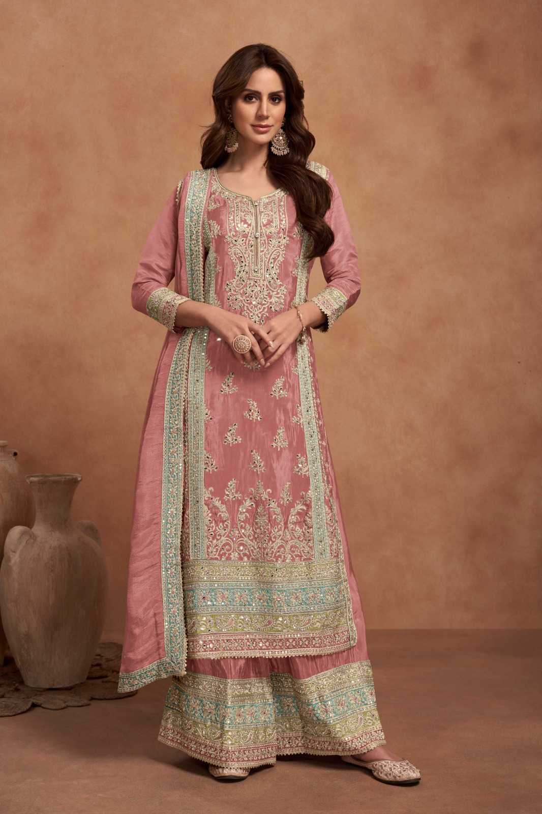 YNF SIMAR SILK GULKAYRA KESH235 NAZIA GOLD CLOTHING BRANDS WHOLESALE SUITS MANUFACTURER