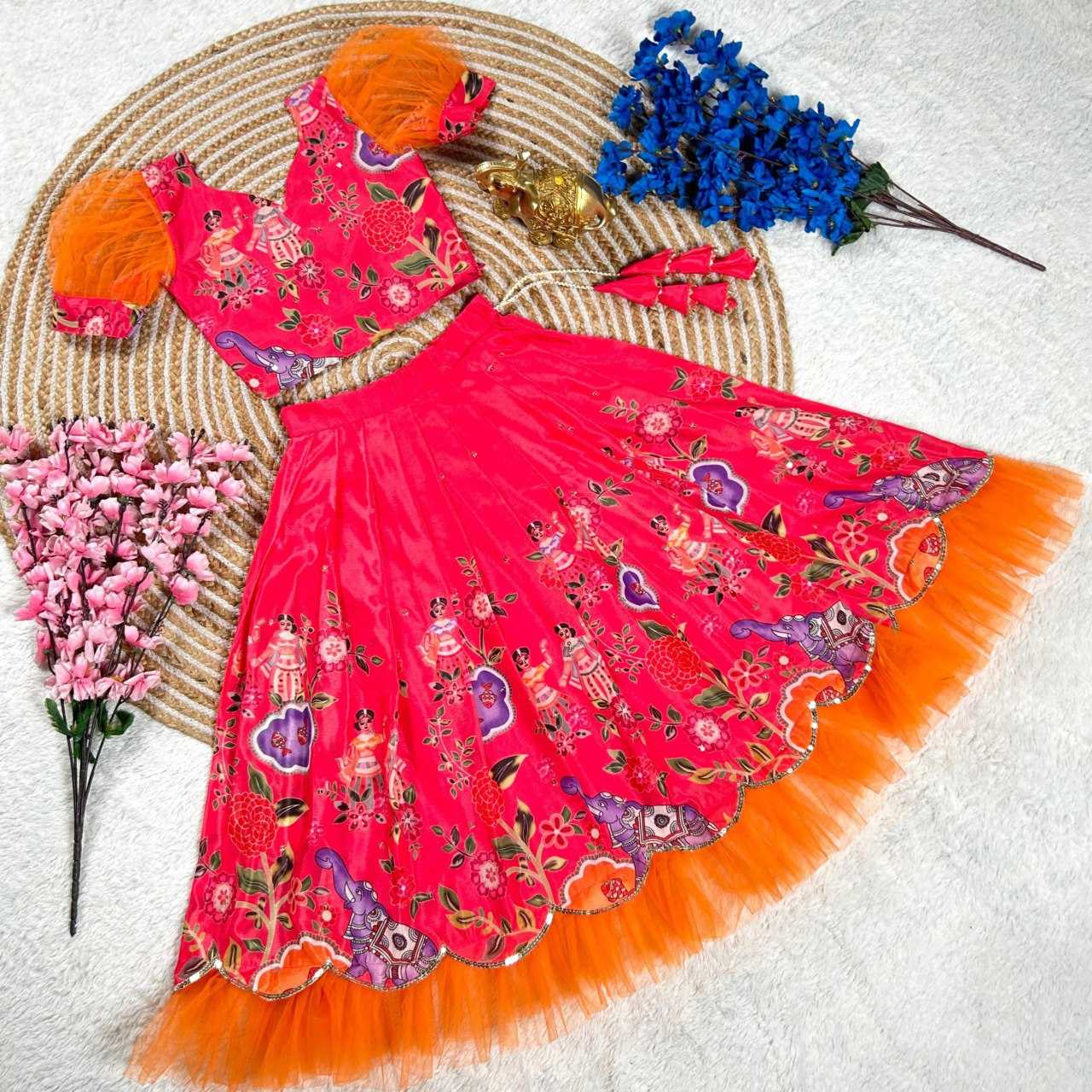 YNF SOFT CHINON KESH109 160 WHOLESALE KIDS LEHENGA TRADITIONAL ETHNIC LEHENGA KIDS FESTIVEL LEHANGA MANUFACTURER