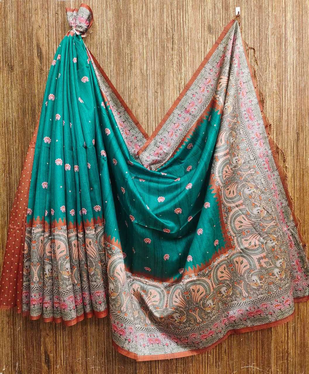 YNF TUSSAR SILK KESH165 Yogita Lotus 2 SAREES WHOLESALE TRADITIONAL EMBROIDERED TUSSAR SILK SAREES MANUFACTURER