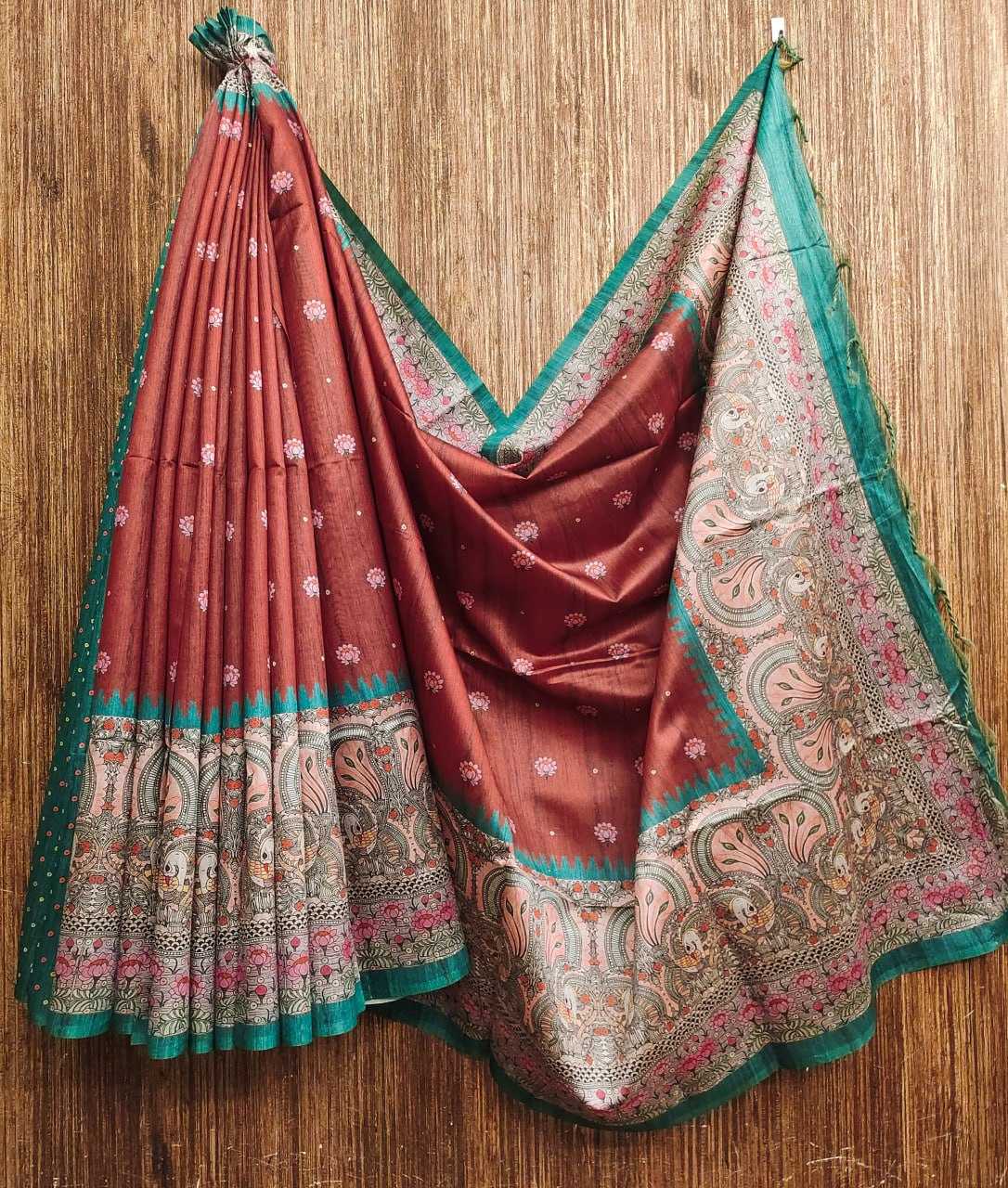 YNF TUSSAR SILK KESH165 Yogita Lotus 2 SAREES WHOLESALE TRADITIONAL EMBROIDERED TUSSAR SILK SAREES MANUFACTURER