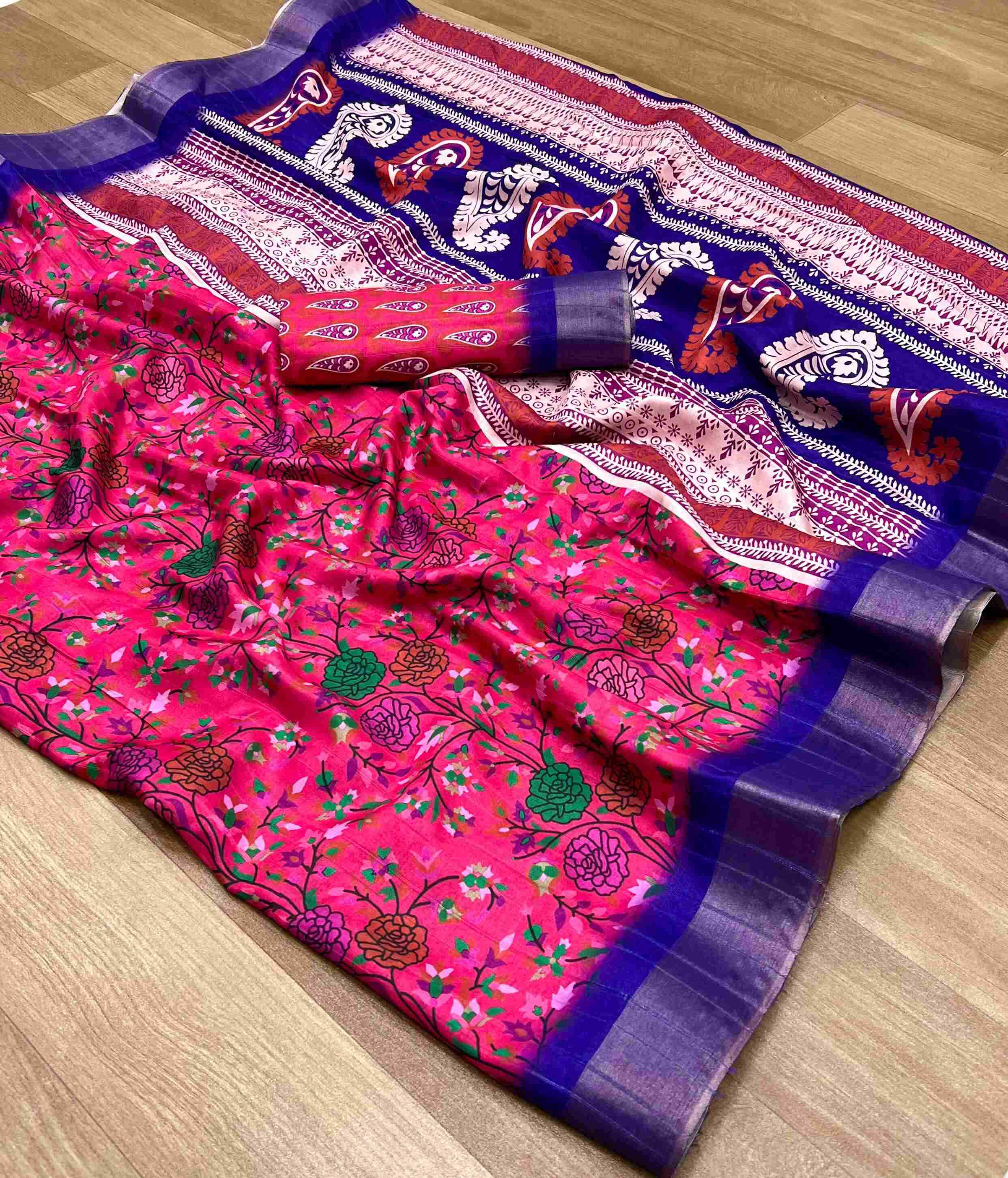 YNF TUSSAR SILK  RIN198 RAA73 SAREE WHOLESALE LADIES PRINTED TUSSAE SAREE MANUFACTURER