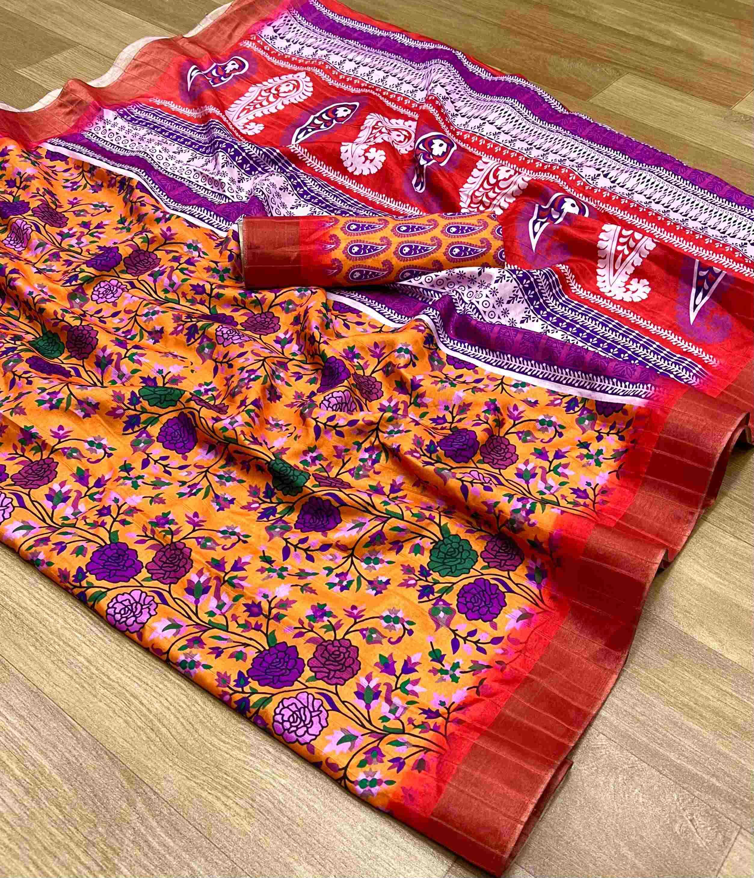 YNF TUSSAR SILK  RIN198 RAA73 SAREE WHOLESALE LADIES PRINTED TUSSAE SAREE MANUFACTURER