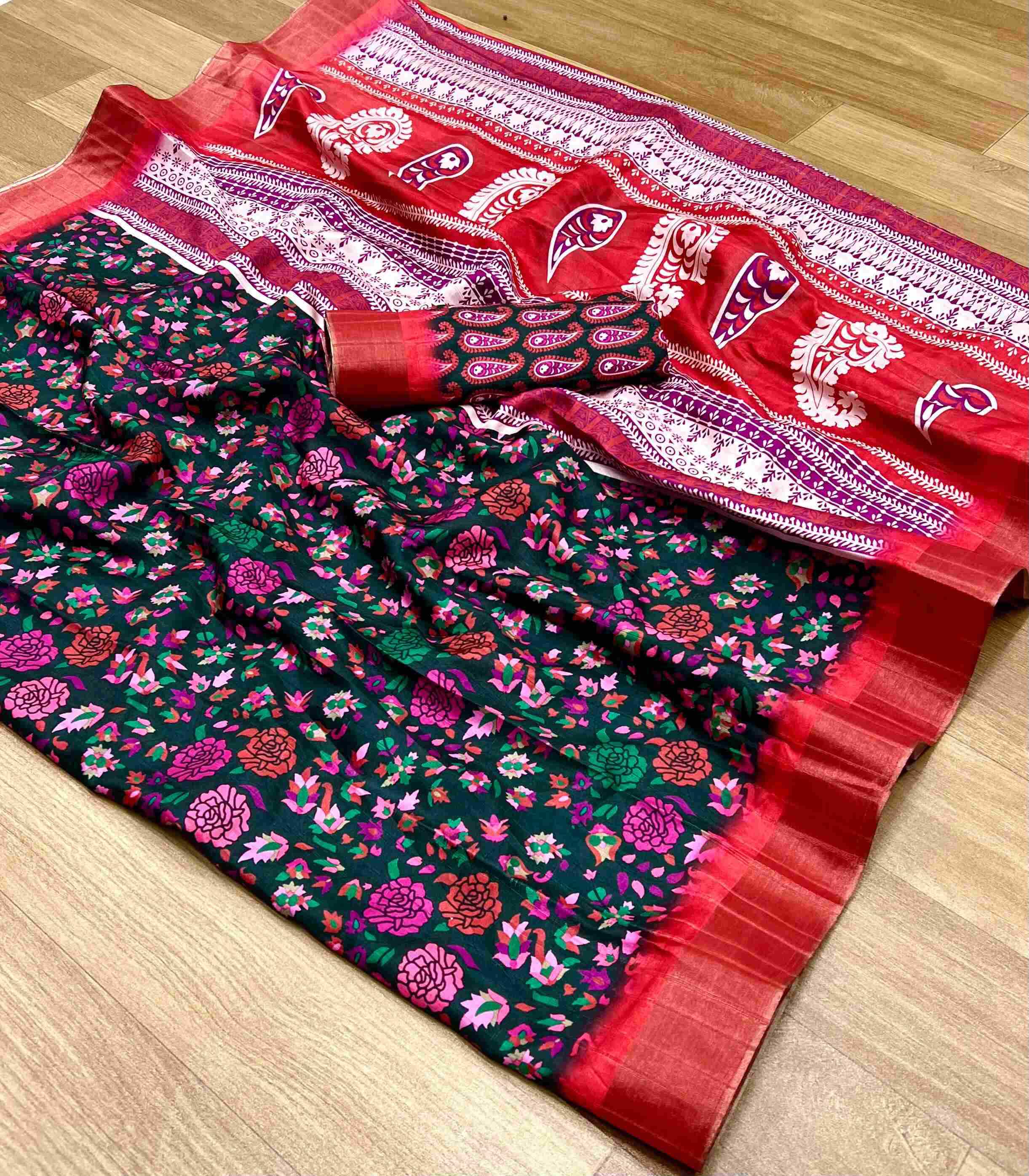 YNF TUSSAR SILK  RIN198 RAA73 SAREE WHOLESALE LADIES PRINTED TUSSAE SAREE MANUFACTURER