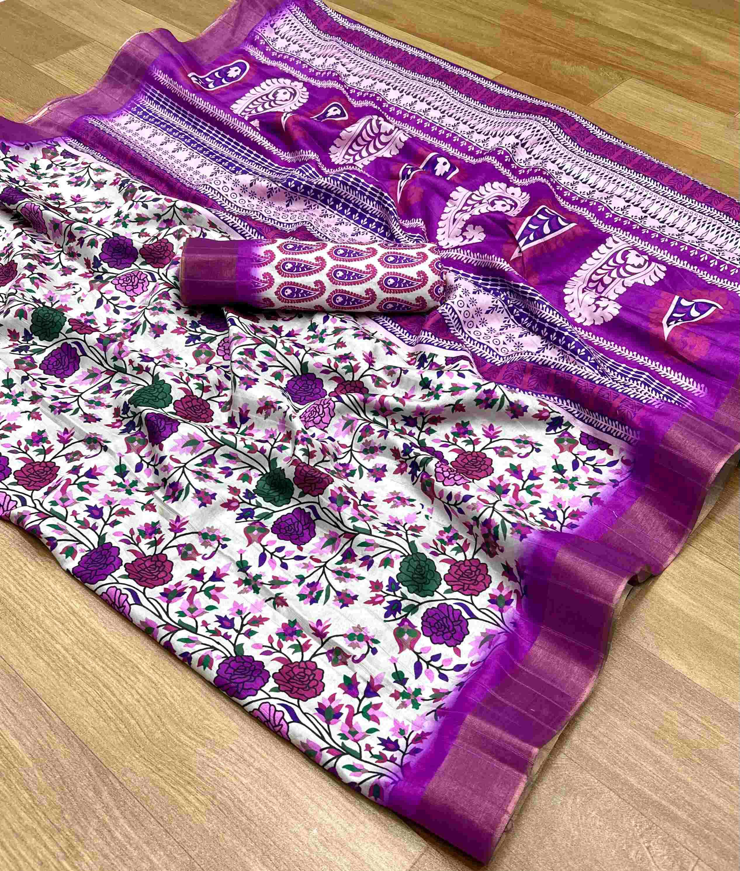 YNF TUSSAR SILK  RIN198 RAA73 SAREE WHOLESALE LADIES PRINTED TUSSAE SAREE MANUFACTURER